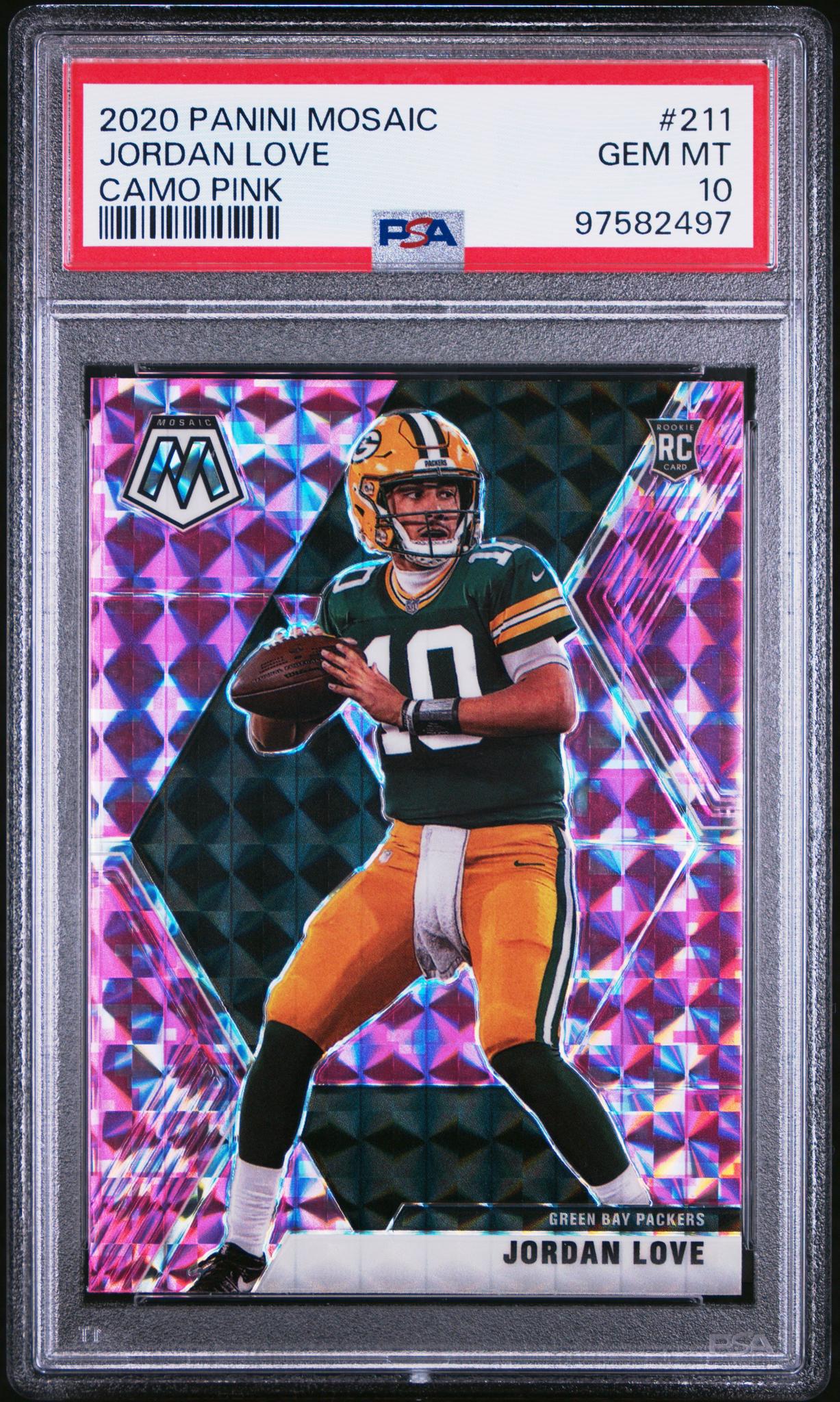 2020 Panini Mosaic Camo Pink Jordan Love #211 RC PSA 10