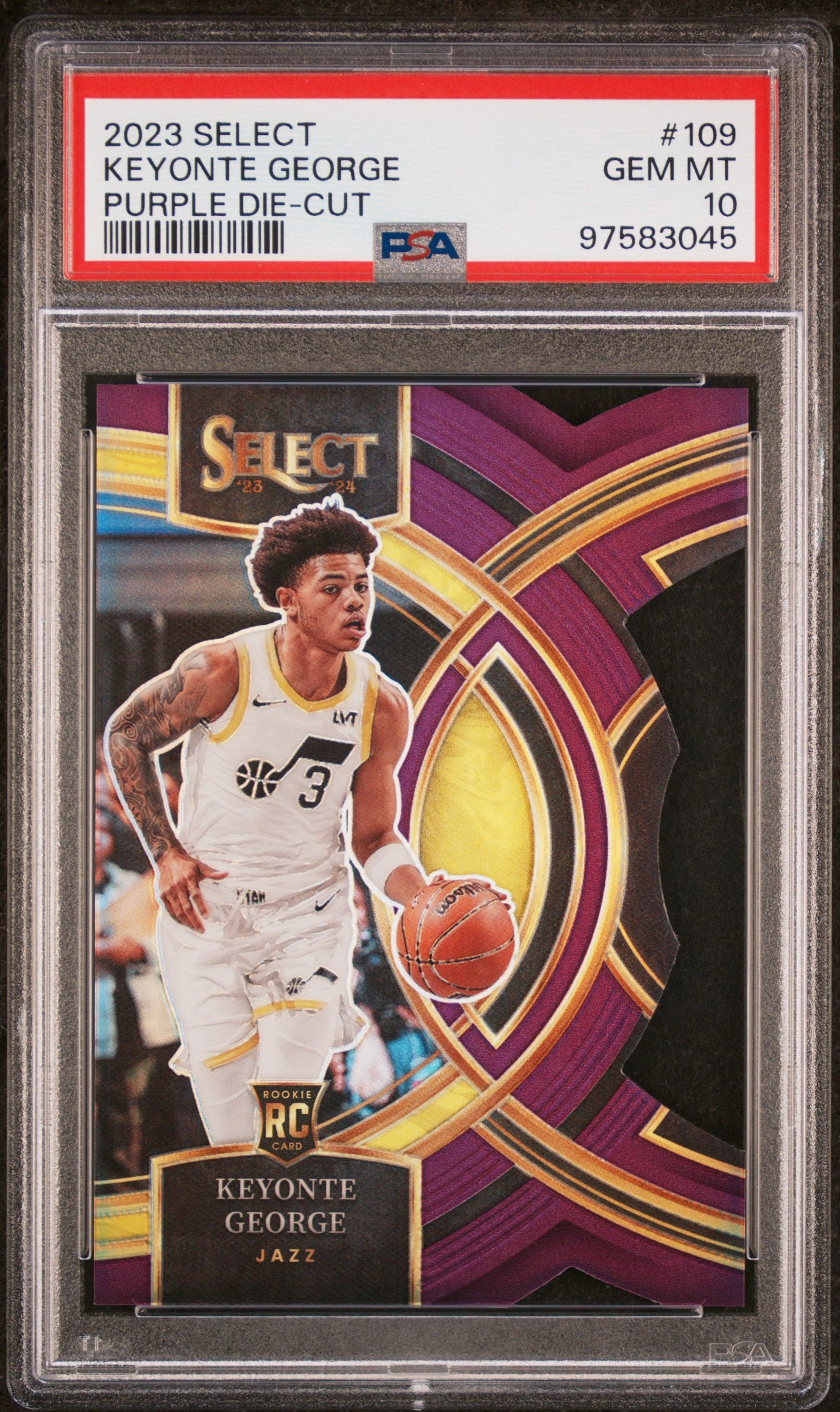 2023 Panini Select #109 Keyonte George Purple Die-Cut PSA 10