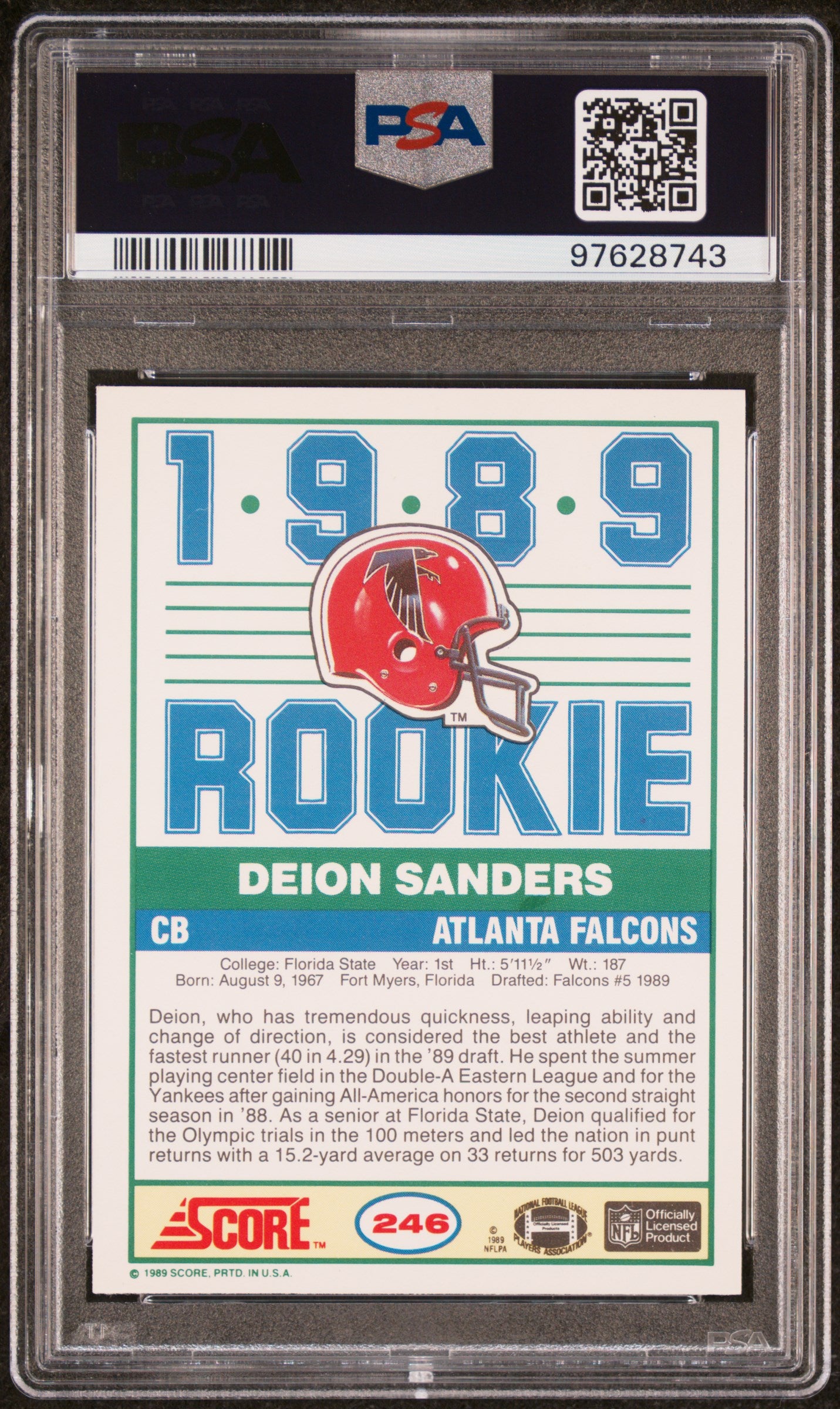 1989 Score Rookie Deion Sanders #246 PSA 10