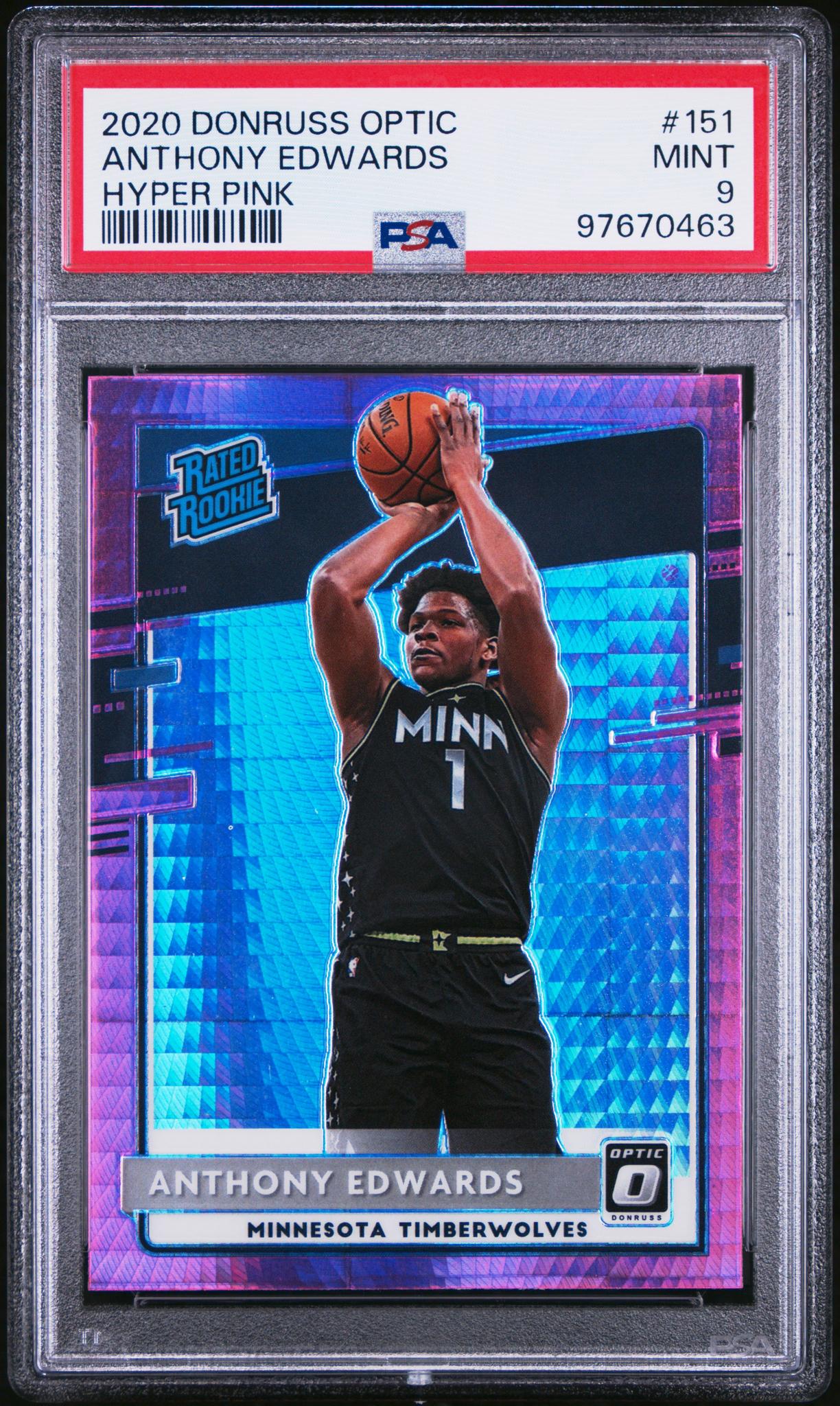 2020 Panini Donruss Optic Hyper Pink Anthony Edwards #151 RC PSA 9