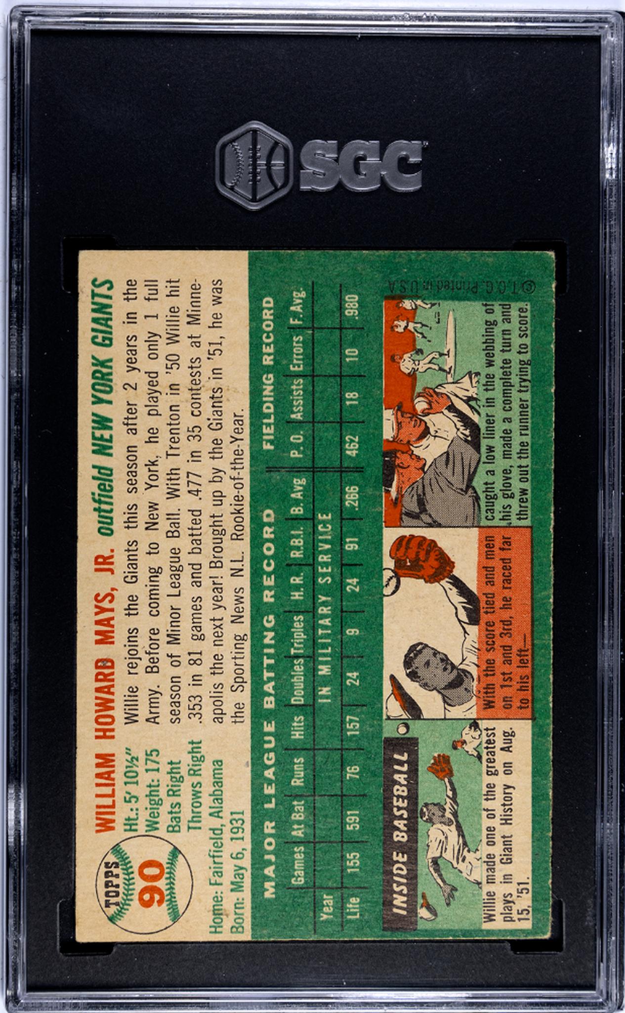 1954 Topps #90 Willie Mays SGC 4.5
