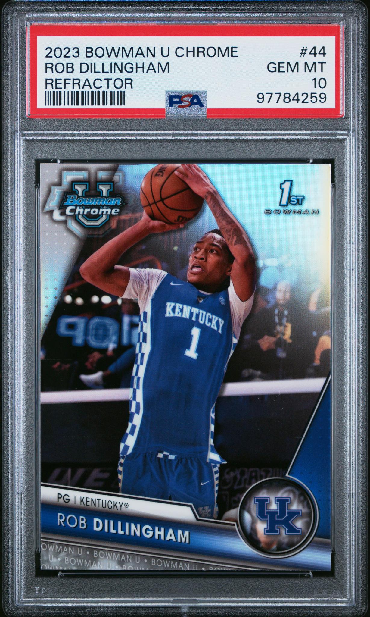 2023 Bowman University Chrome Refractor Rob Dillingham #44 PSA 10