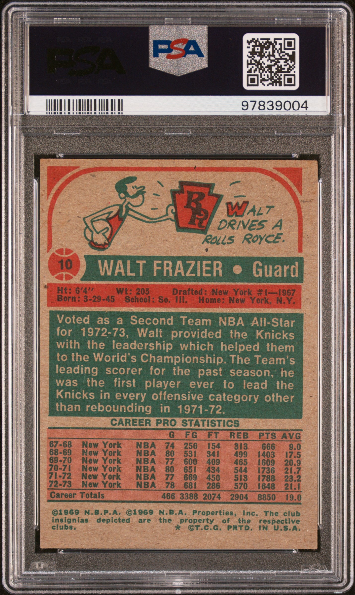1973 Topps NBA All-Stars Walt Frazier #10 PSA 4