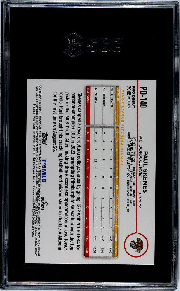 2024 Topps Pro Debut Paul Skenes #PD-140 SGC 10