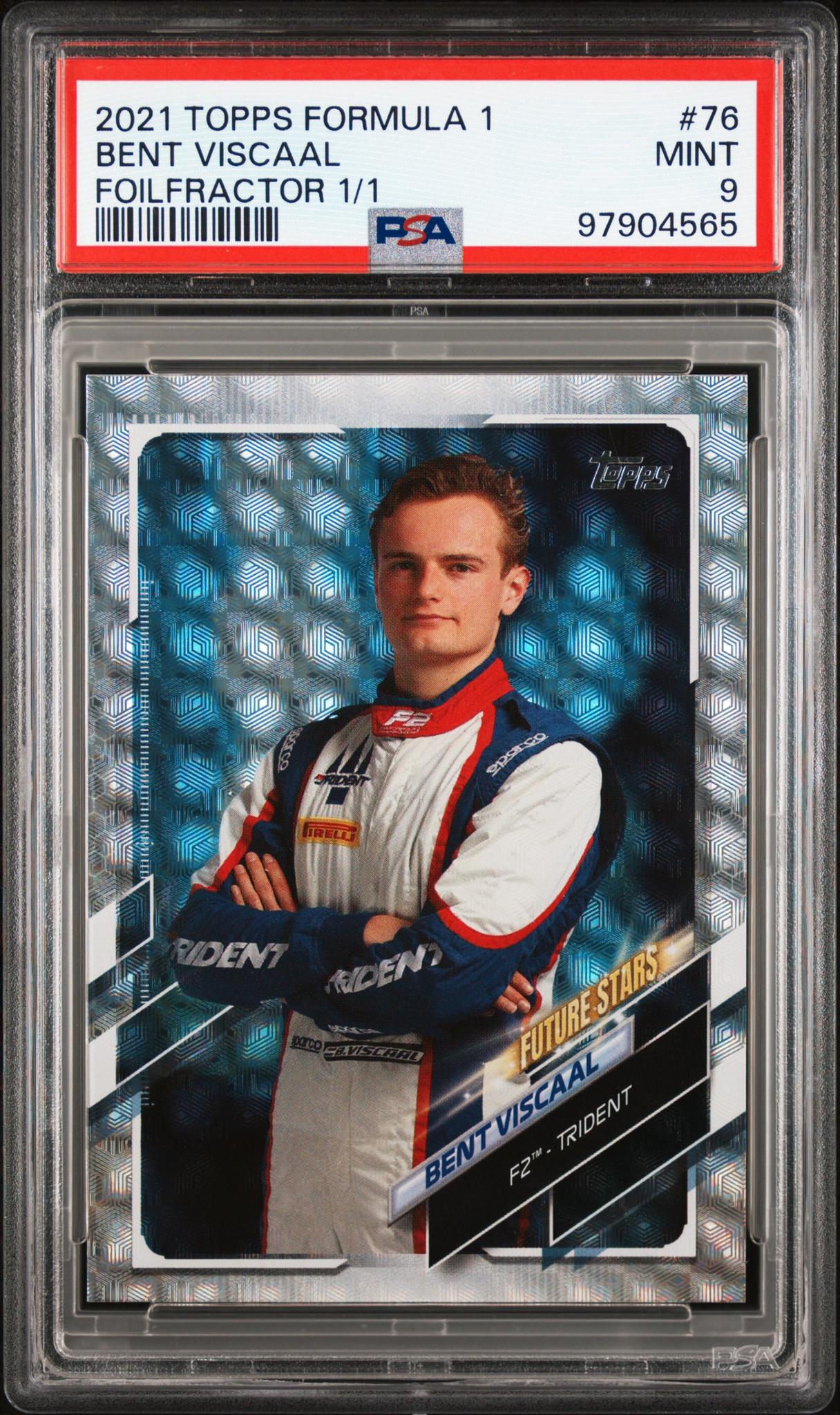 2021 Topps Formula 1 Foilfractor Bent Viscaal #76 1/1 PSA 9