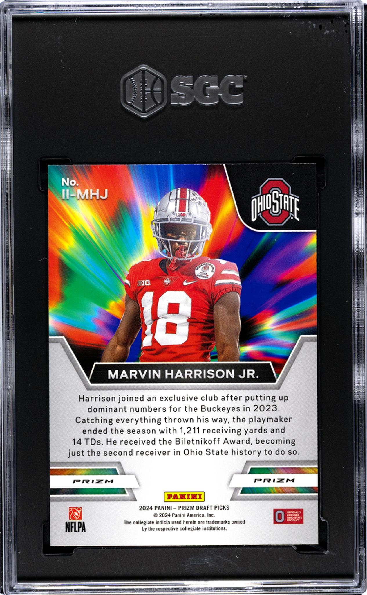 2024 Panini Prizm Draft Picks #II-MHJ Marvin Harrison Jr. Instant Impact Red Ice Prizm SGC 10