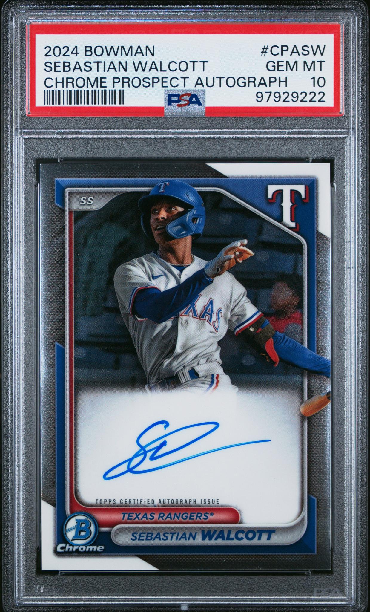 2024 Topps Bowman Chrome Prospect Autograph Sebastian Walcott #CPA-SW PSA 10