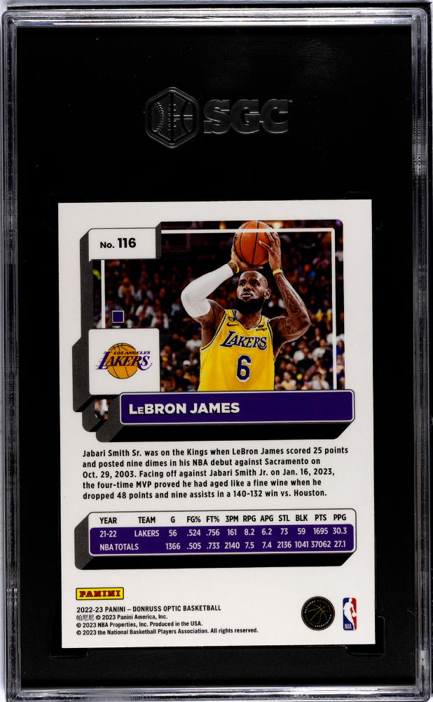 2022-23 Donruss Optic #116 Lebron James SGC 9.5