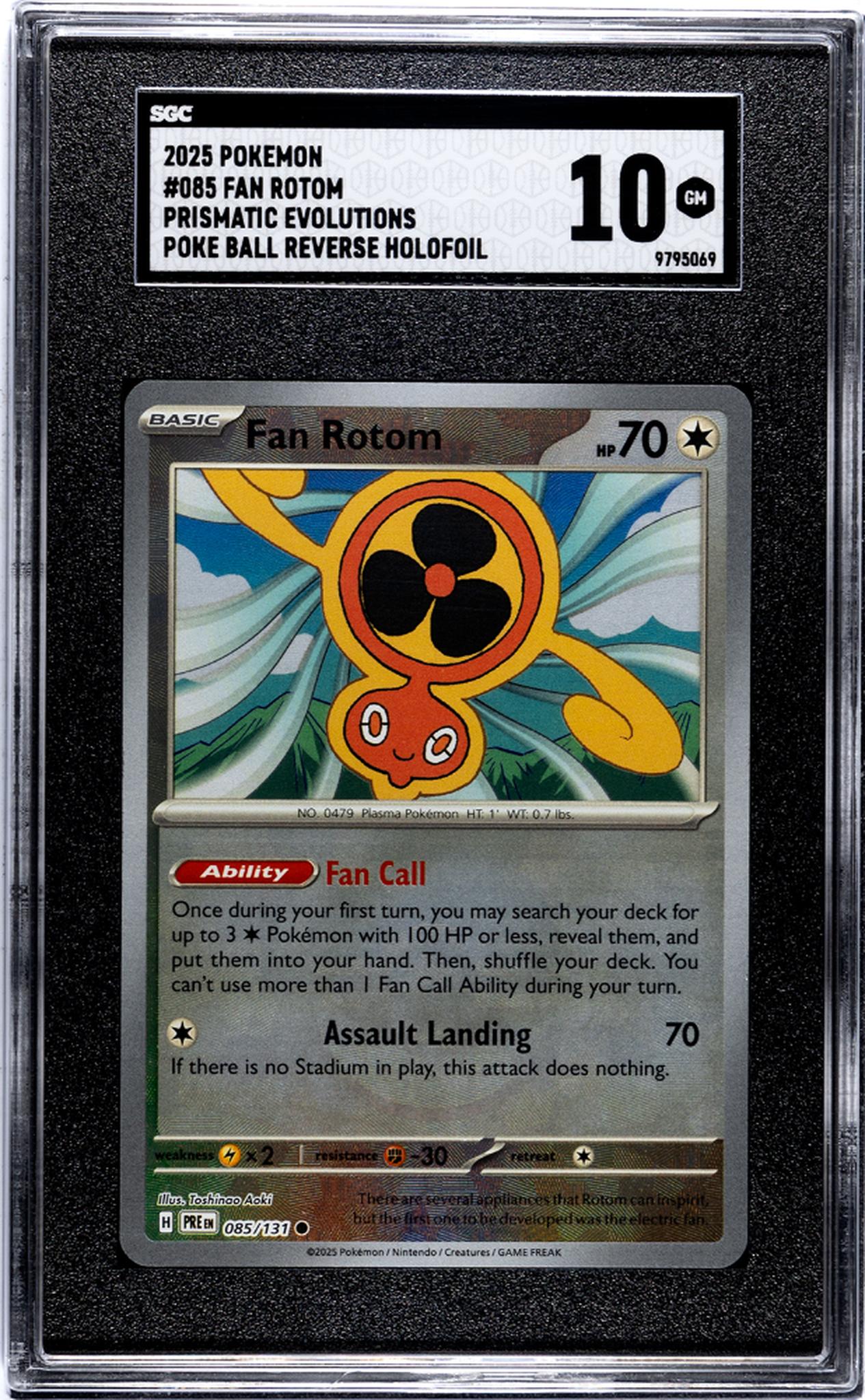 2025 Prismatic Evolutions #085/131 Fan Rotom Poke Ball Reverse Holofoil SGC 10