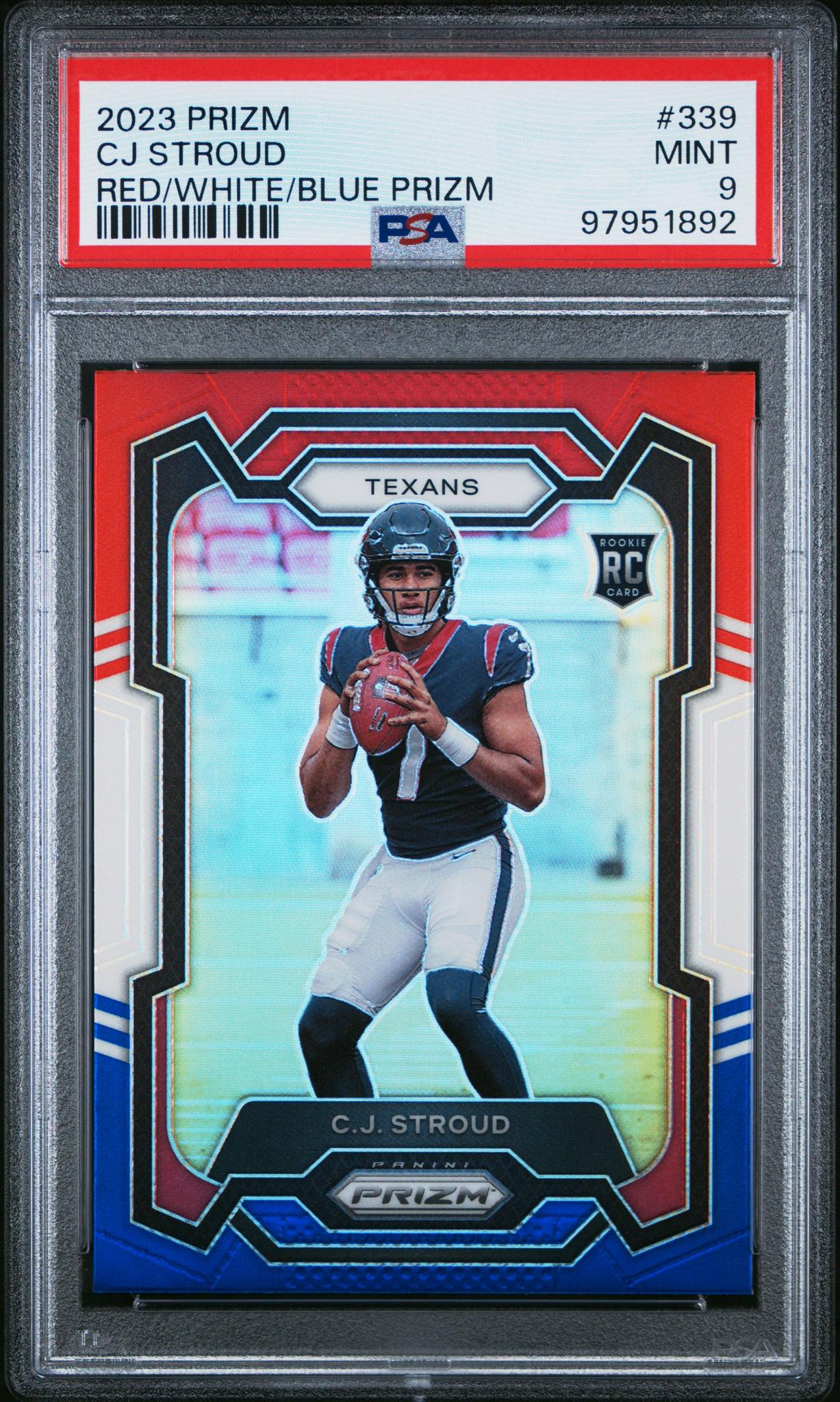 2023 Panini Prizm Red White Blue Prizm C.J. Stroud #339 RC PSA 9