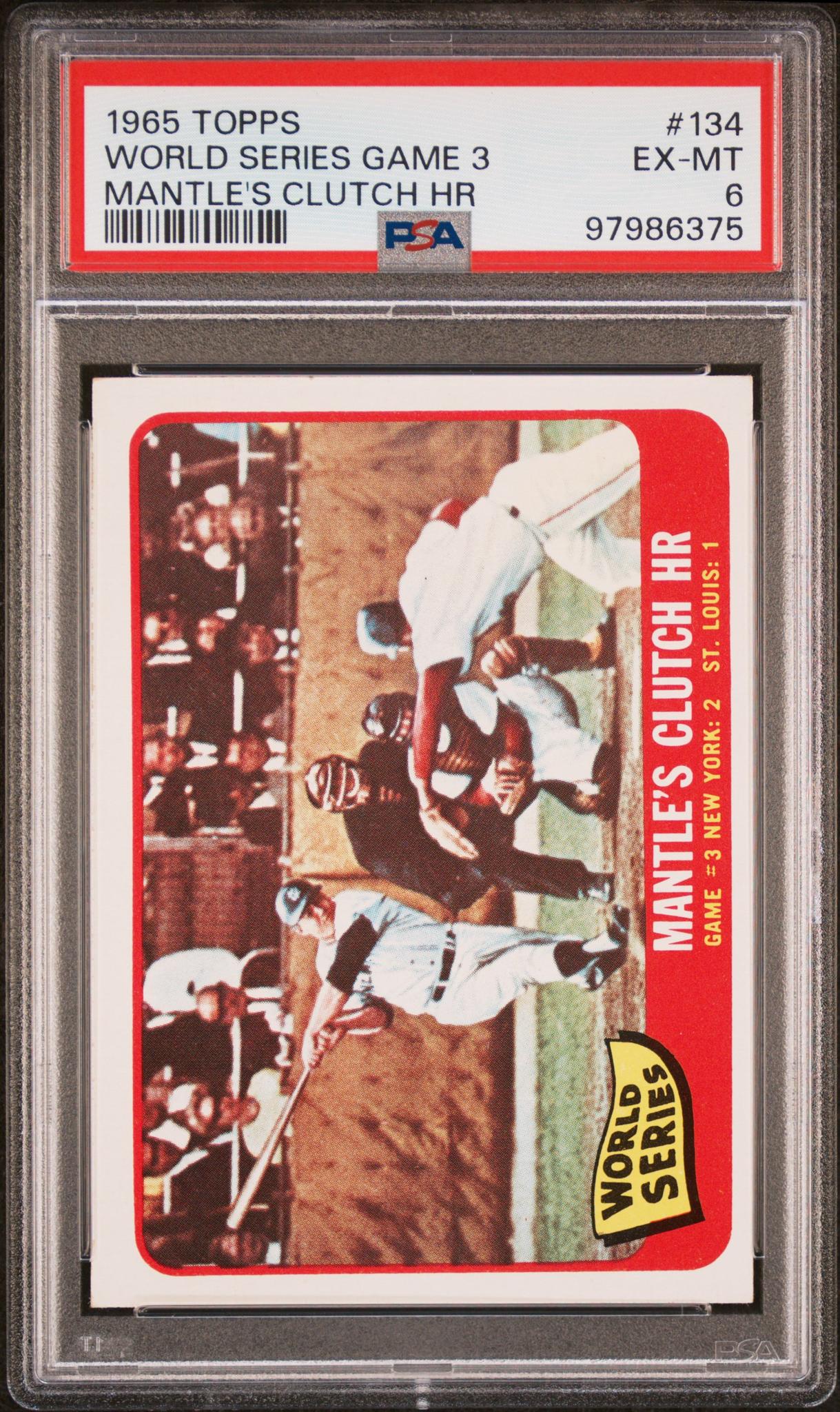 1965 Topps World Series Game 3 Mantle's Clutch HR Mickey Mantle #134 PSA 6