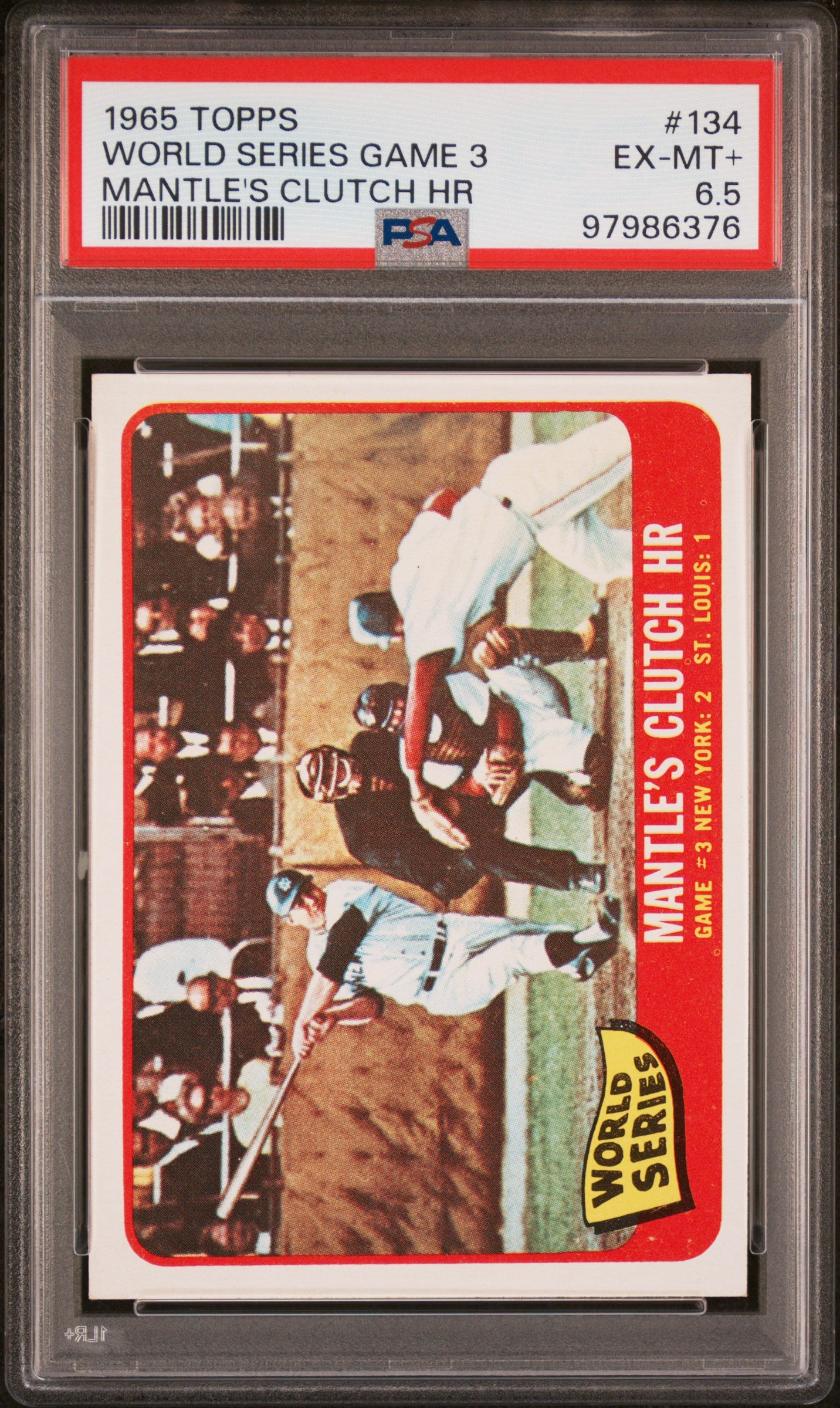 1965 Topps #134 Mickey Mantle World Series Game 3 PSA 6.5