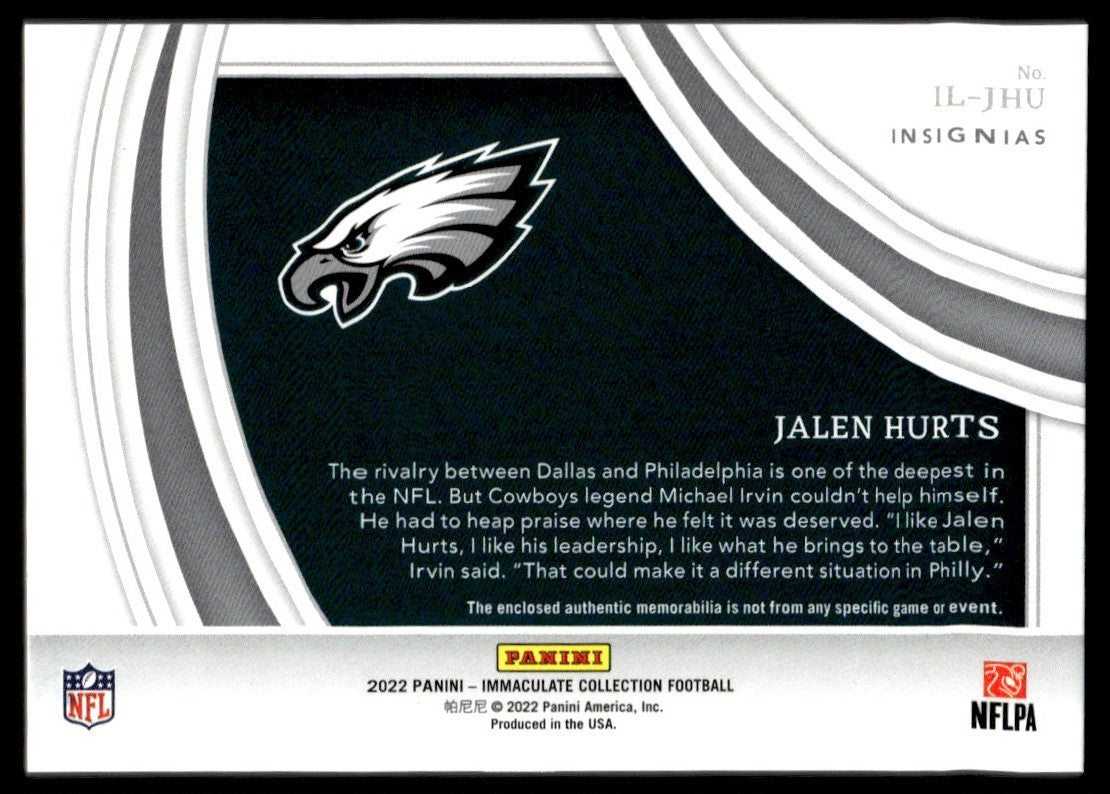 2022 Panini Immaculate Collection IL-JHU Jalen Hurts Insignias /5 Eagles