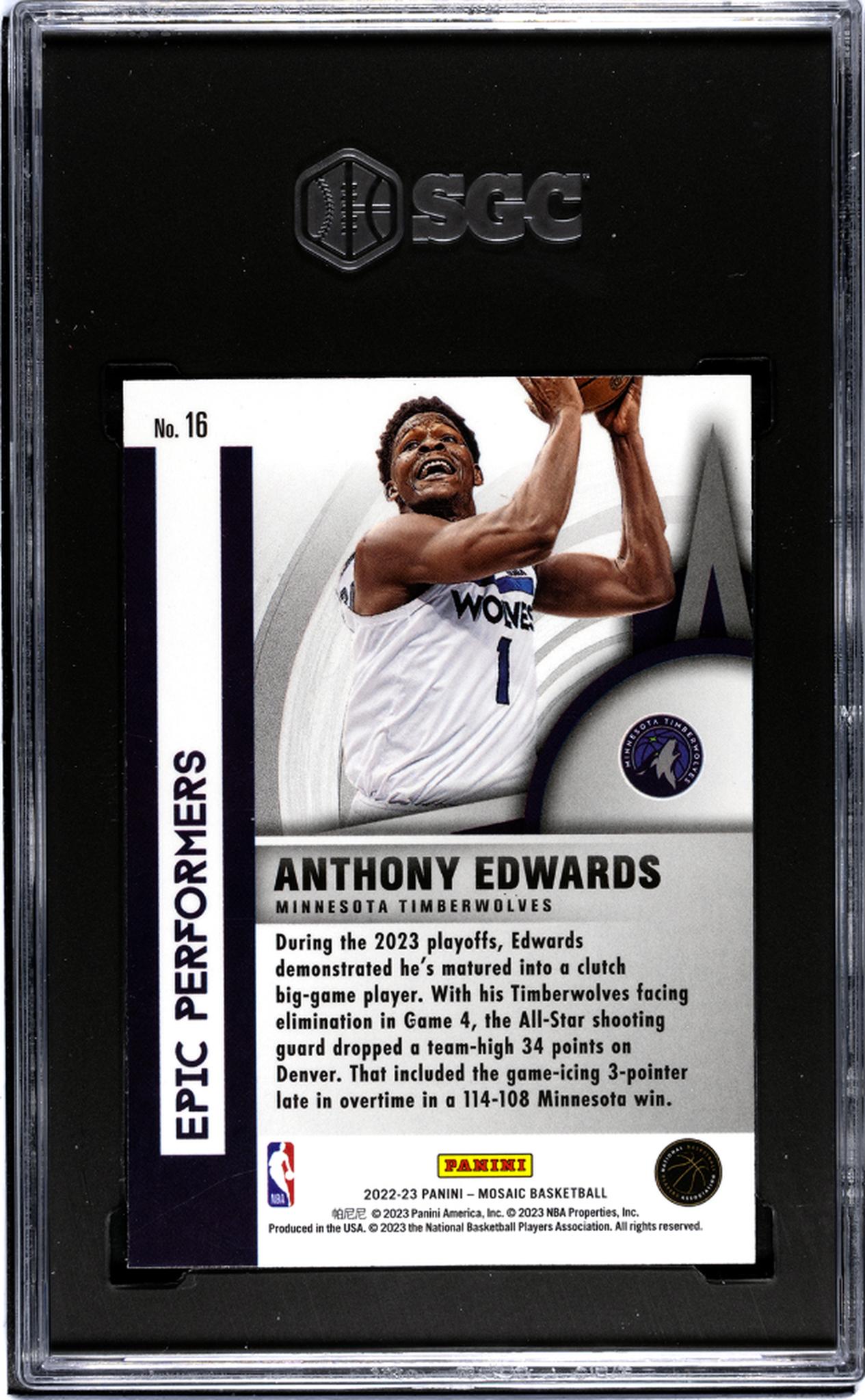 2022-23 Panini Mosaic #16 Anthony Edwards Epic Performers SGC 9.5
