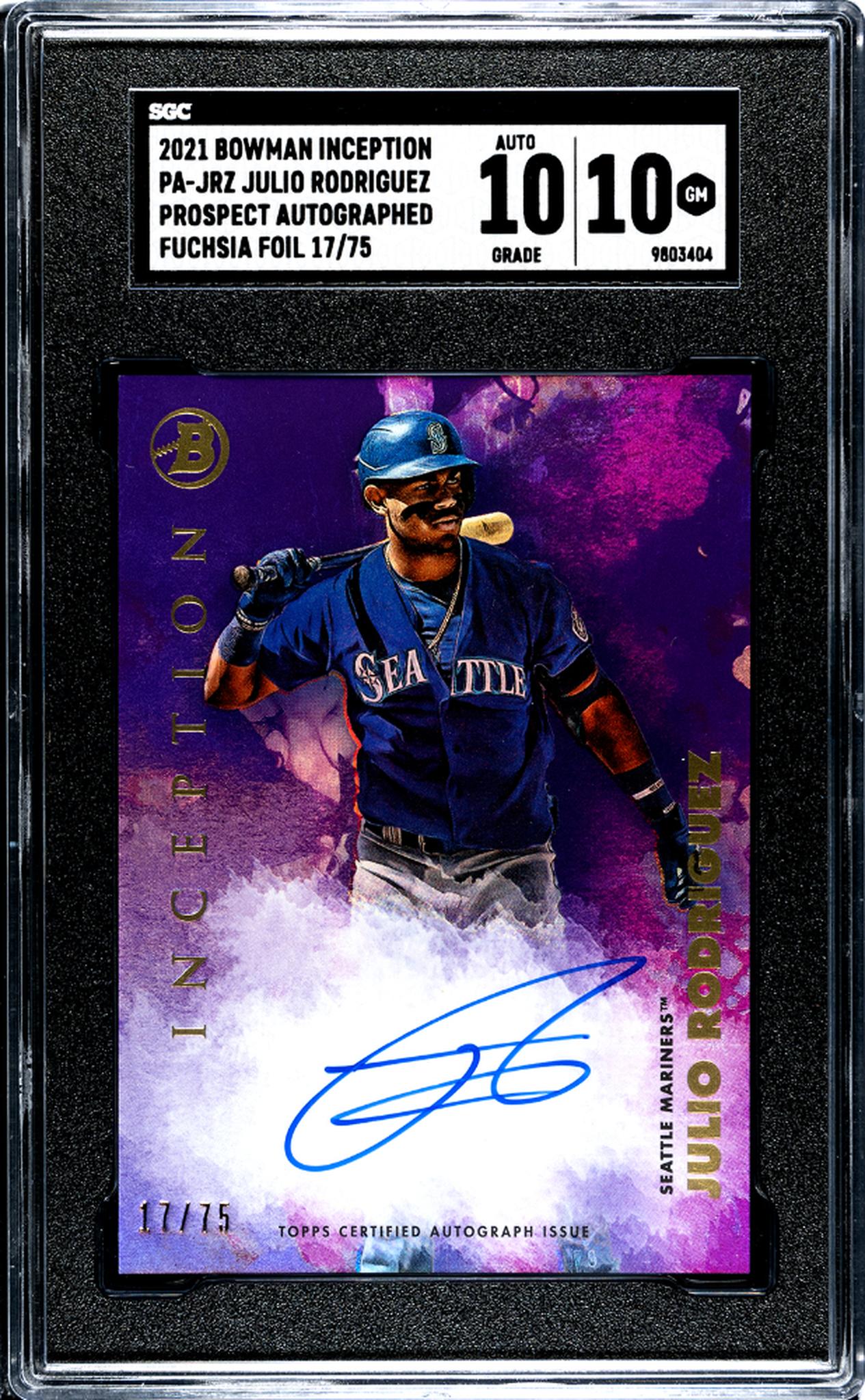 2021 Bowman Inception Fuchsia Julio Rodriguez #PA-JRZ Auto /75 SGC 10 Auto 10
