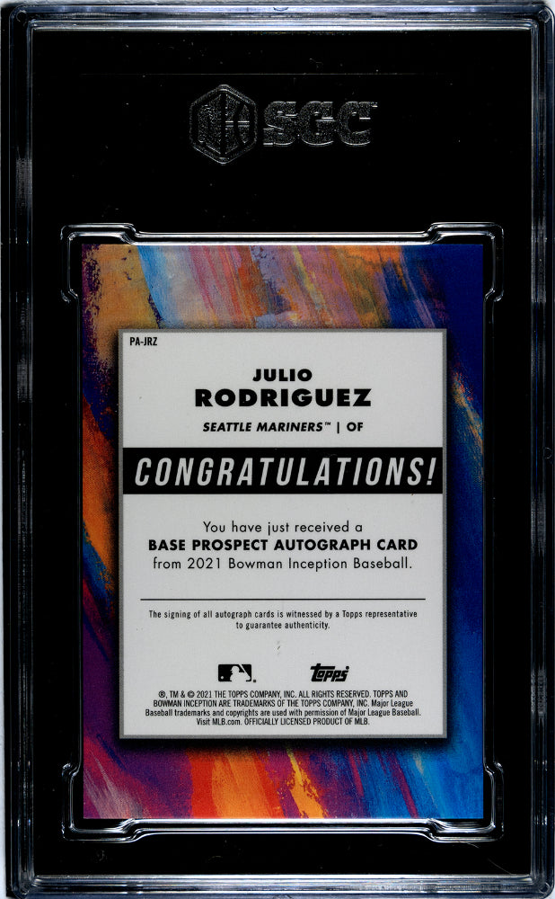 2021 Bowman Inception Fuchsia Julio Rodriguez #PA-JRZ Auto /75 SGC 10 Auto 10