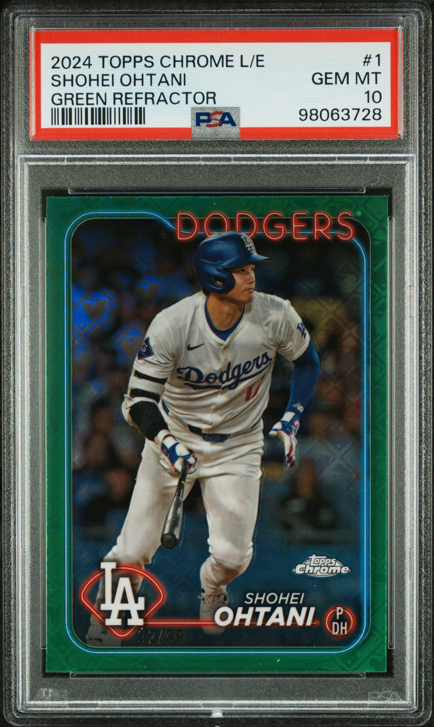 2024 Topps Chrome Logofractor Green /99 #1 Shohei Ohtani PSA 10