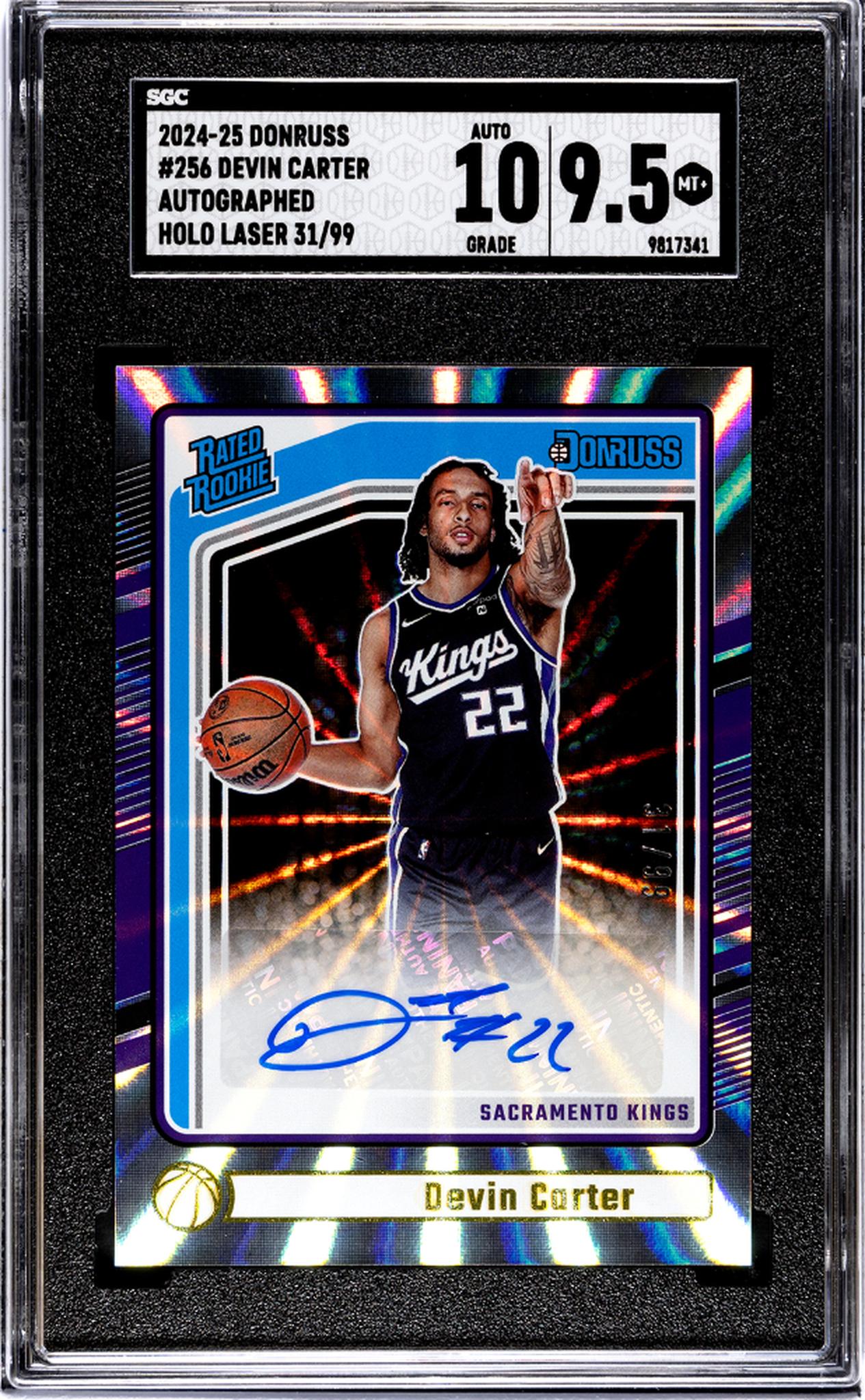 2024-25 Donruss #256 Devin Carter Auto. Holo Laser /99 SGC 9.5