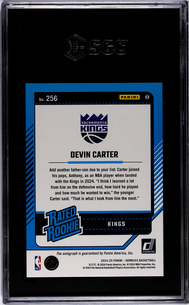 2024-25 Donruss #256 Devin Carter Auto. Holo Laser /99 SGC 9.5
