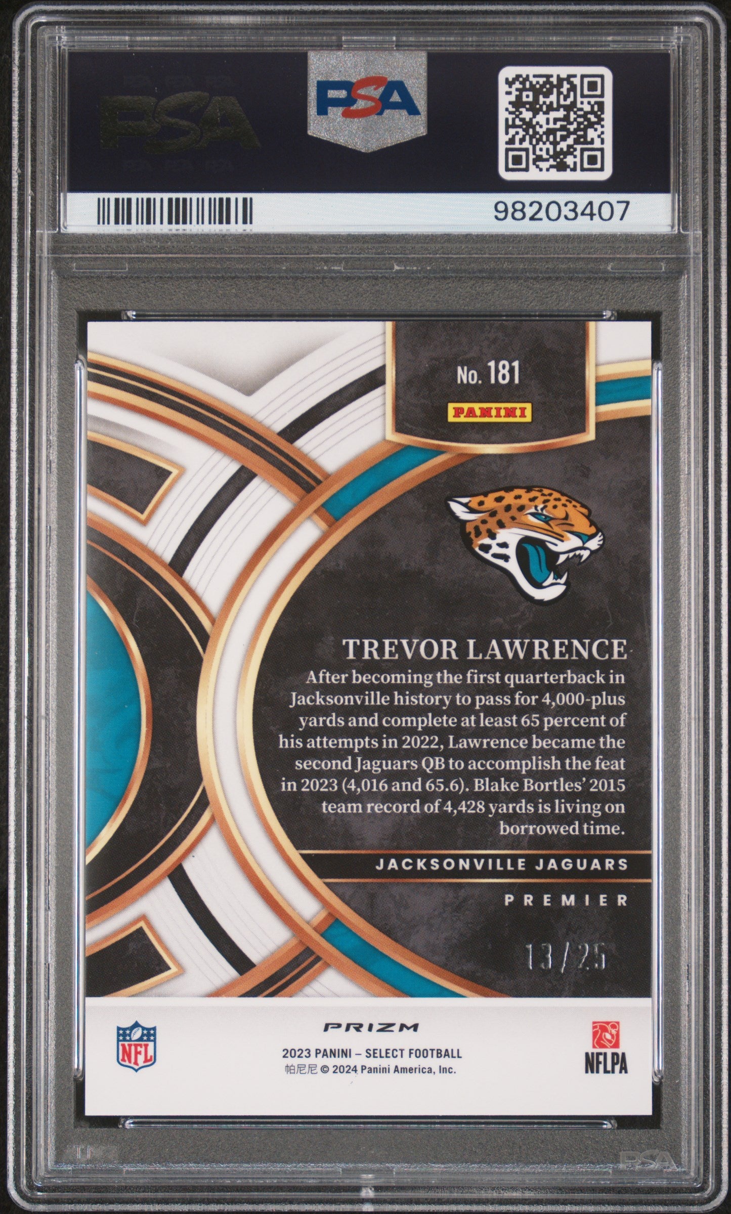 2023 Panini Select Prizm Tie Dye Trevor Lawrence #181 /25 PSA 9