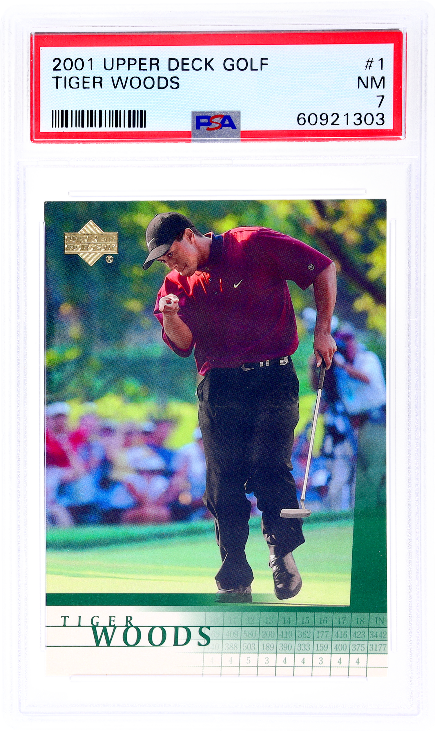 2001 Upper Deck #1 Tiger Woods PSA 7