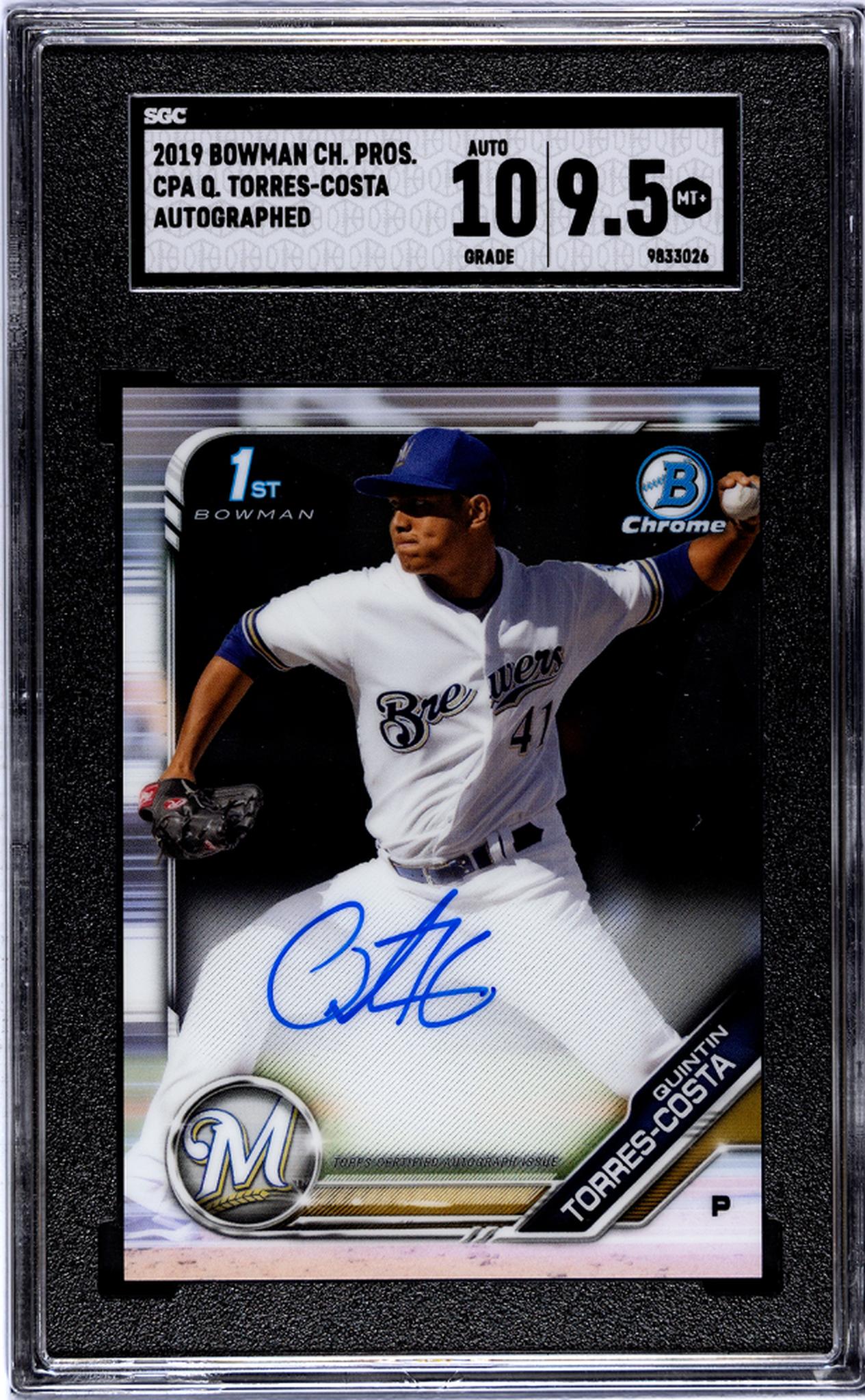 2019 Bowman Chrome Draft #CPA-QTC Quintin Torres-Costa Auto. SGC 9.5