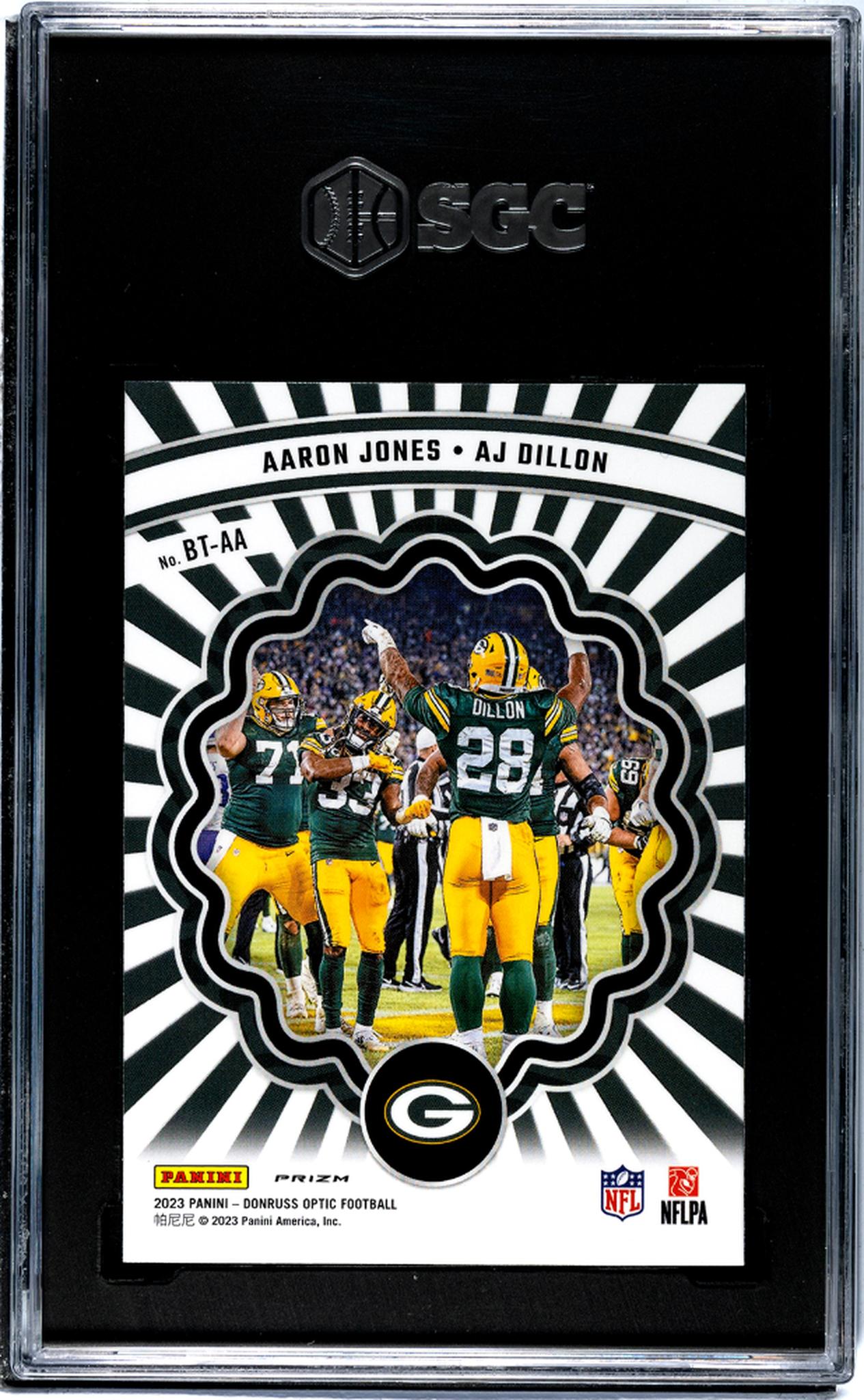 2023 Donruss Optic #BT-AA Aaron Jones AJ Dillon Best Tuddys SGC 10