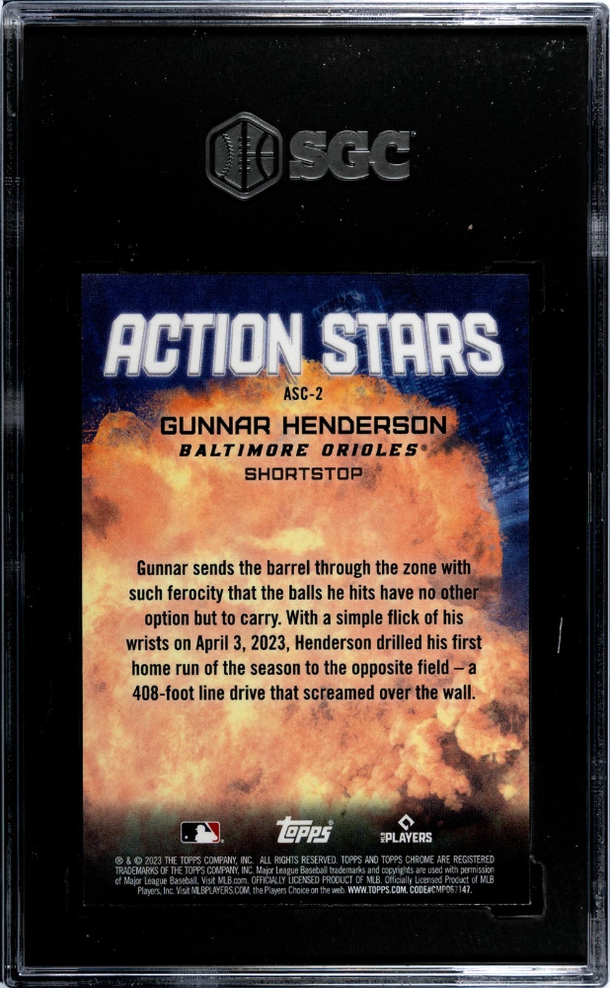 2023 Topps Chrome #ASC-2 Gunnar Henderson Action Stars SGC 8
