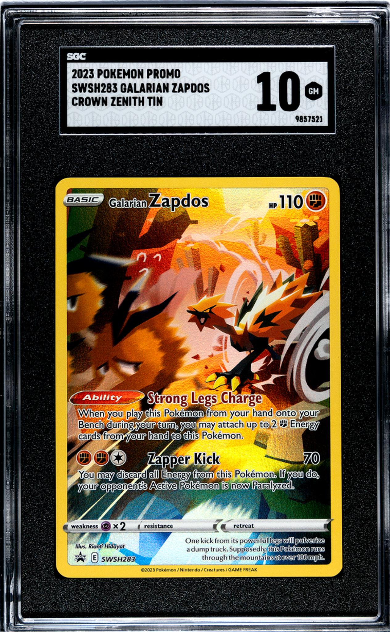 2023 Pokémon SWSH Promo Galarian Zapdos #SWSH283 SGC 10