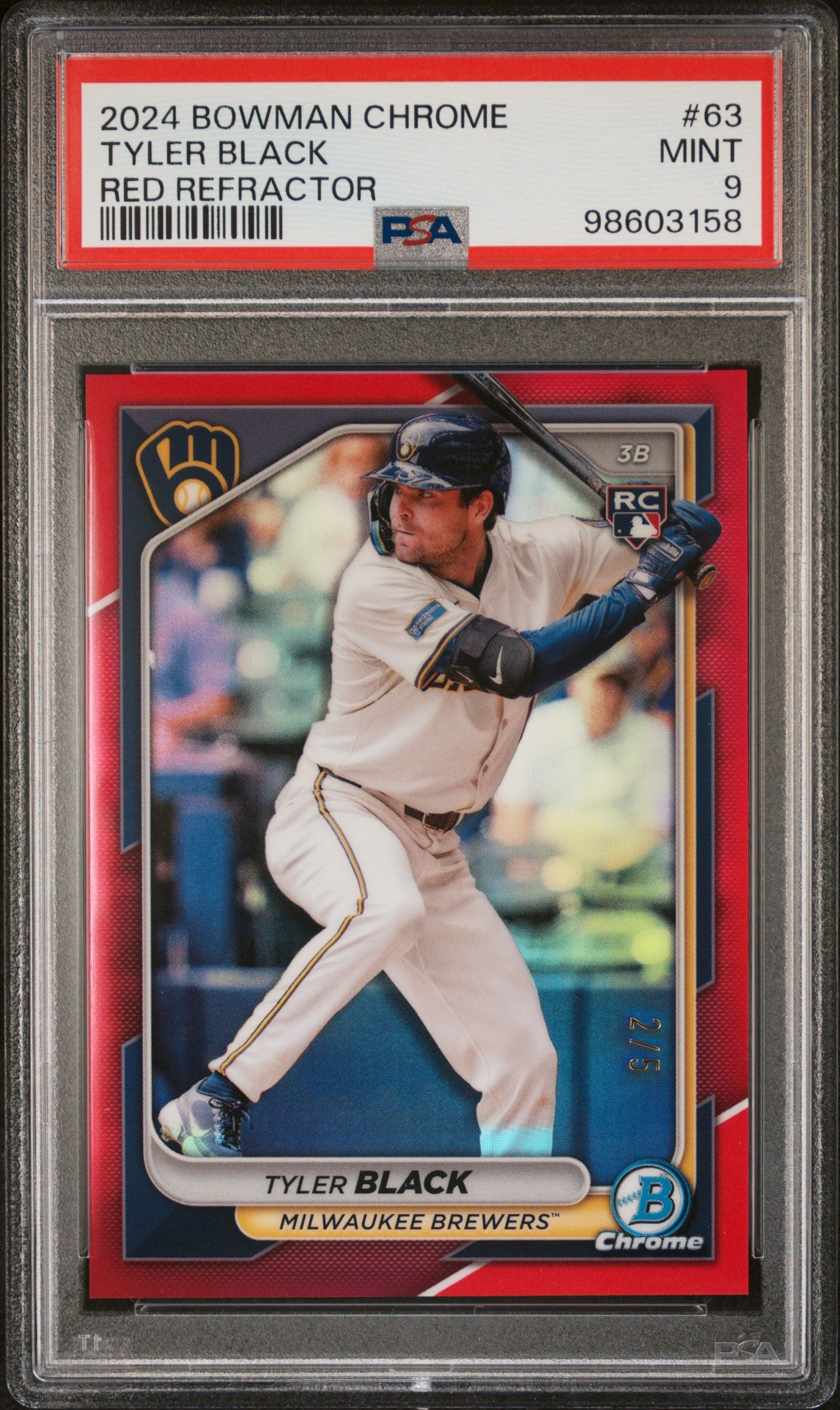 2024 Bowman Chrome #63 Tyler Black Red Refractor PSA 9