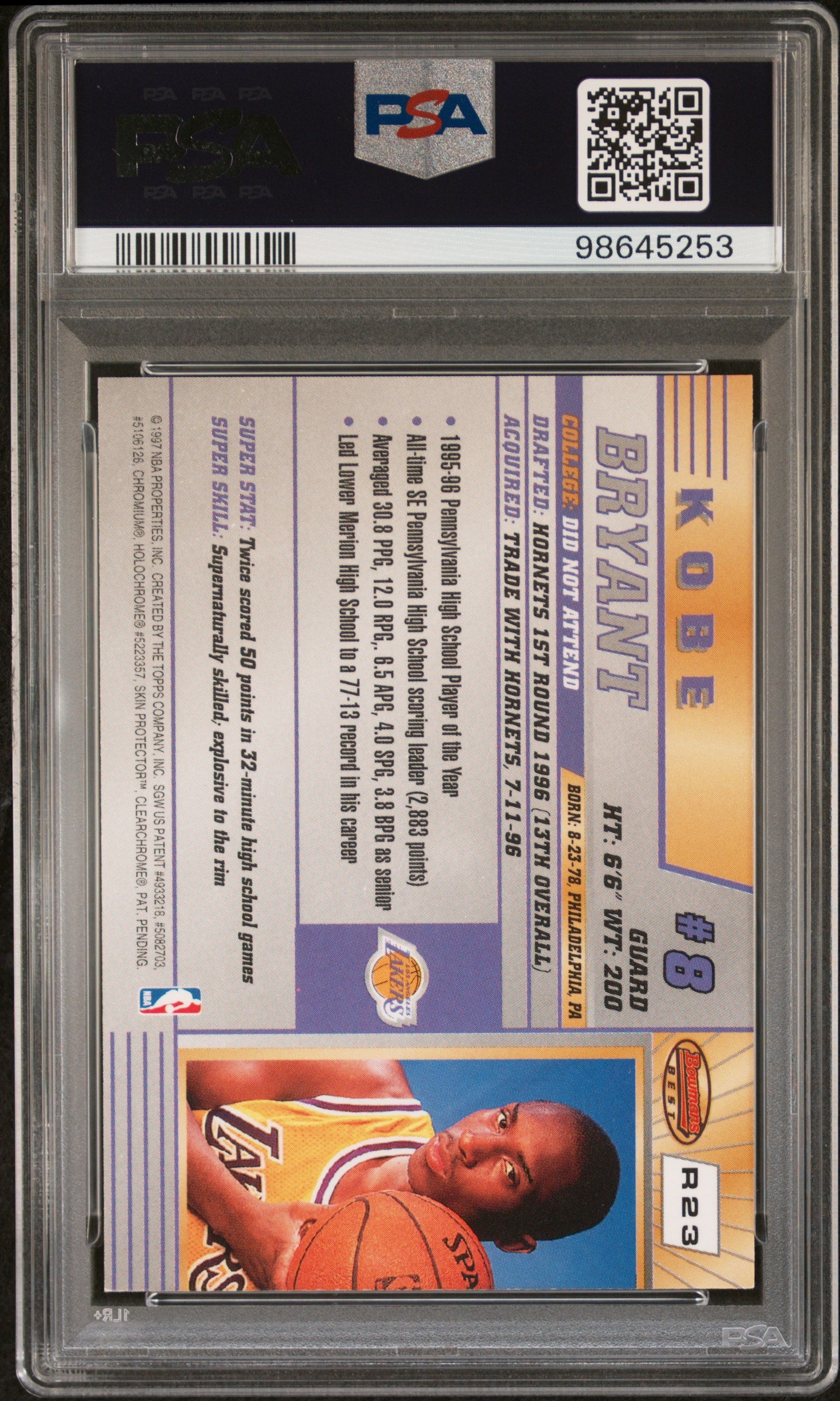 1996 Bowman's Best #R23 Kobe Bryant PSA 9