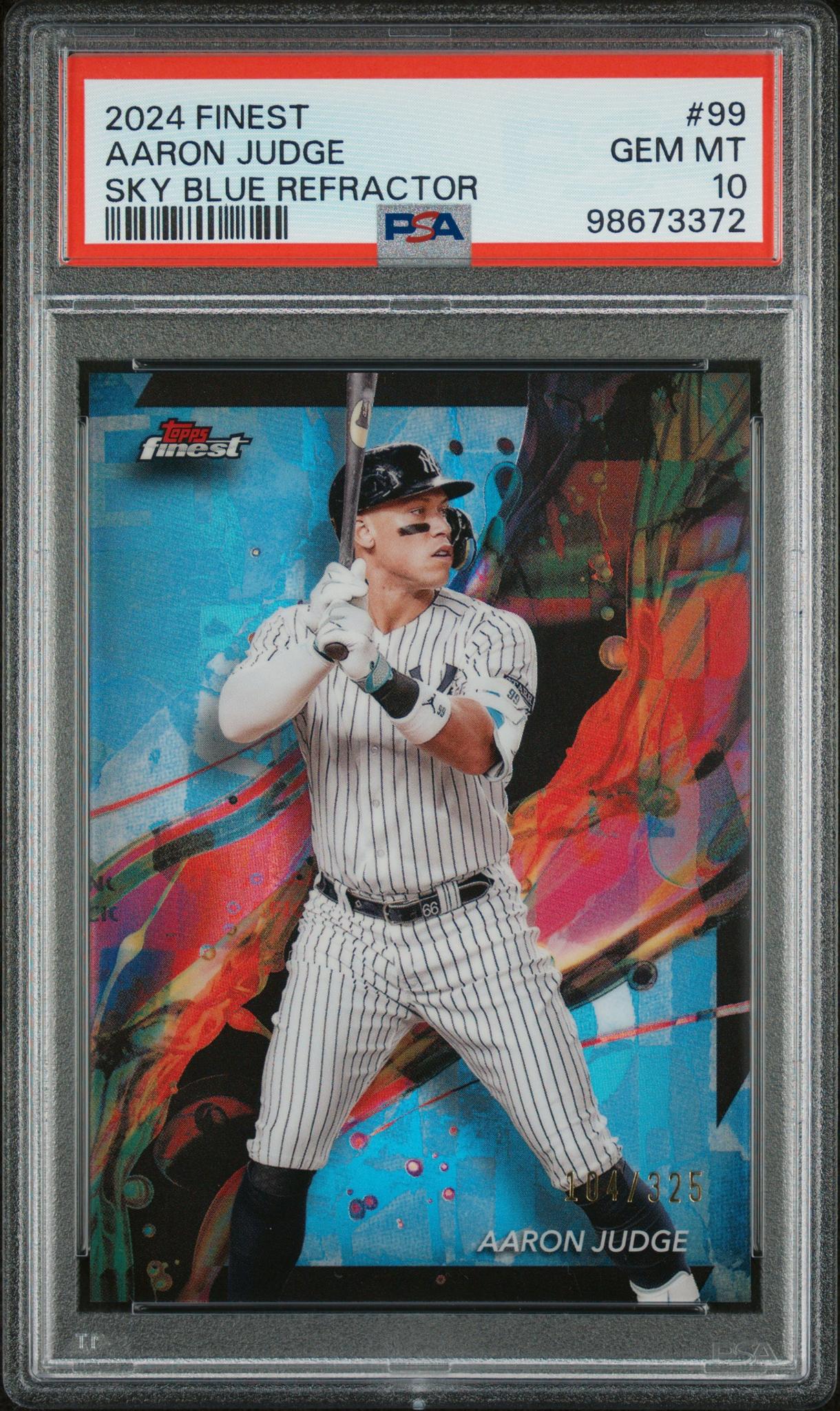 2024 Topps Finest Sky Blue Refractor Aaron Judge #99 /325 PSA 10