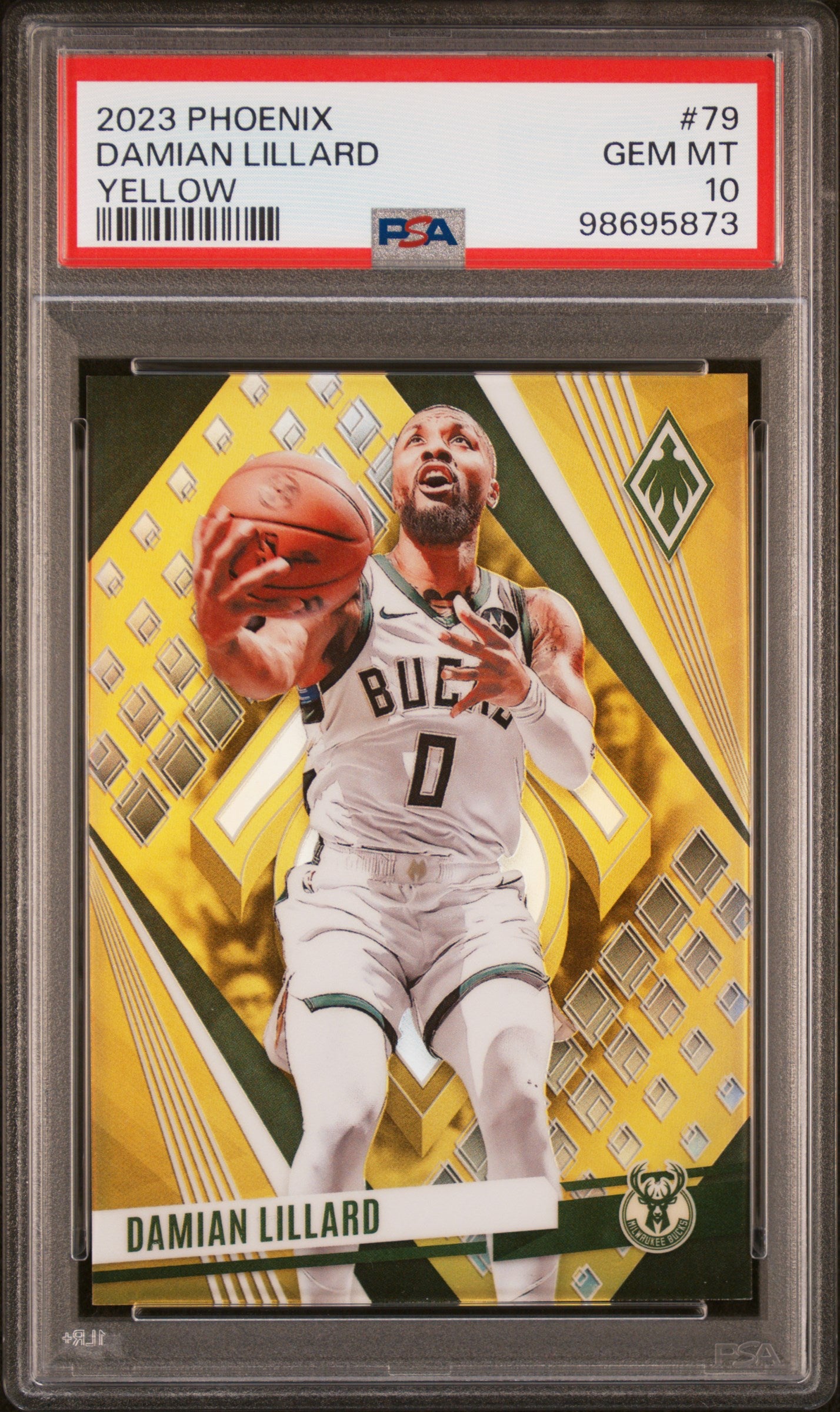2023 Panini Phoenix Yellow Damian Lillard #79 /49 PSA 10