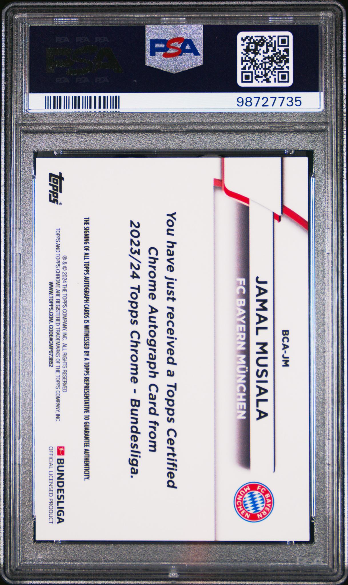2023 Topps Chrome #BCA-JM Jamal Musiala Autograph-Gold Refractor /50 Auto PSA 10