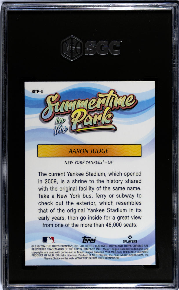 2024 Topps Chrome #SITP-3 Aaron Judge Summertime in the Park SGC 10