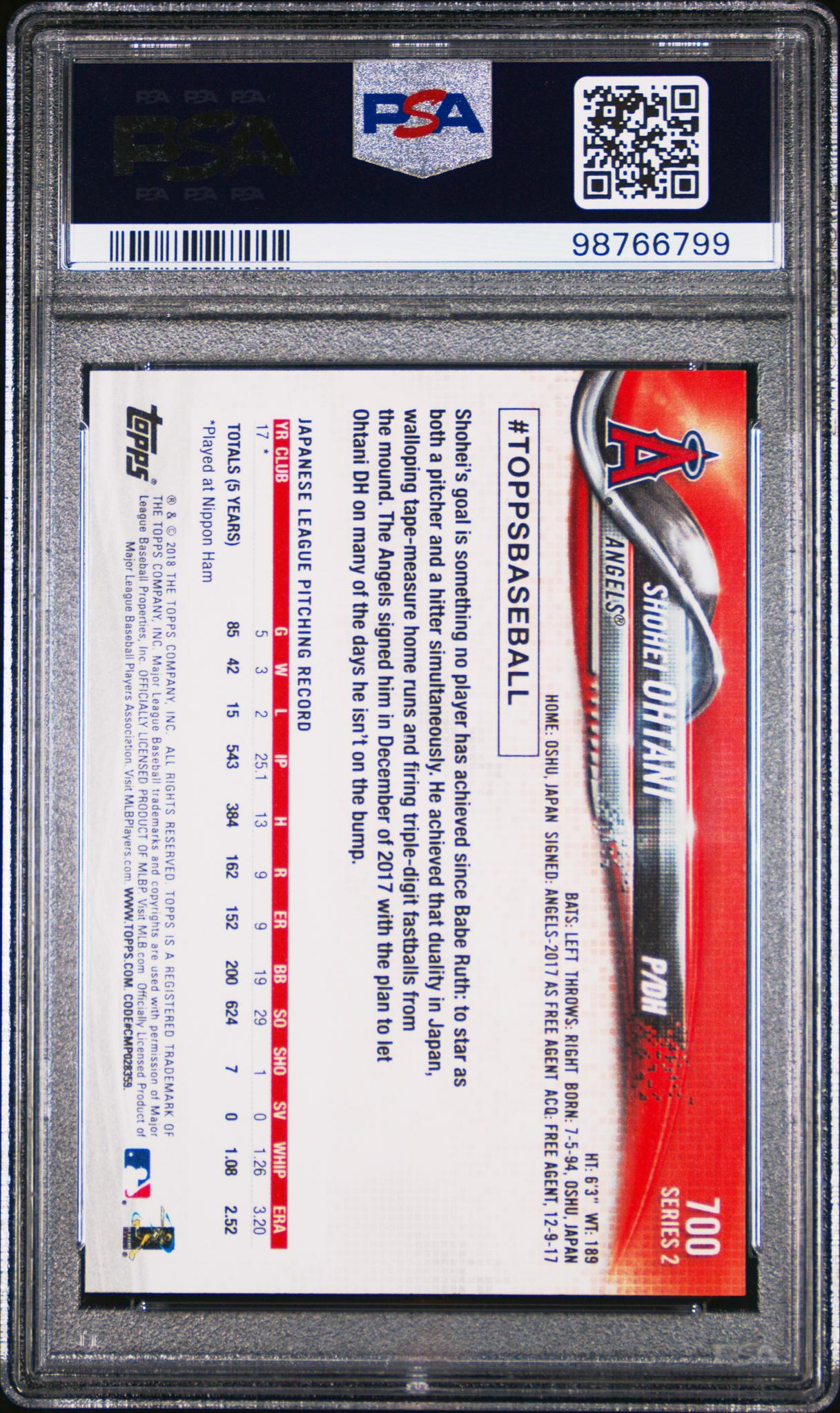 2018 Topps Series 2 Shohei Ohtani #700 RC PSA 9