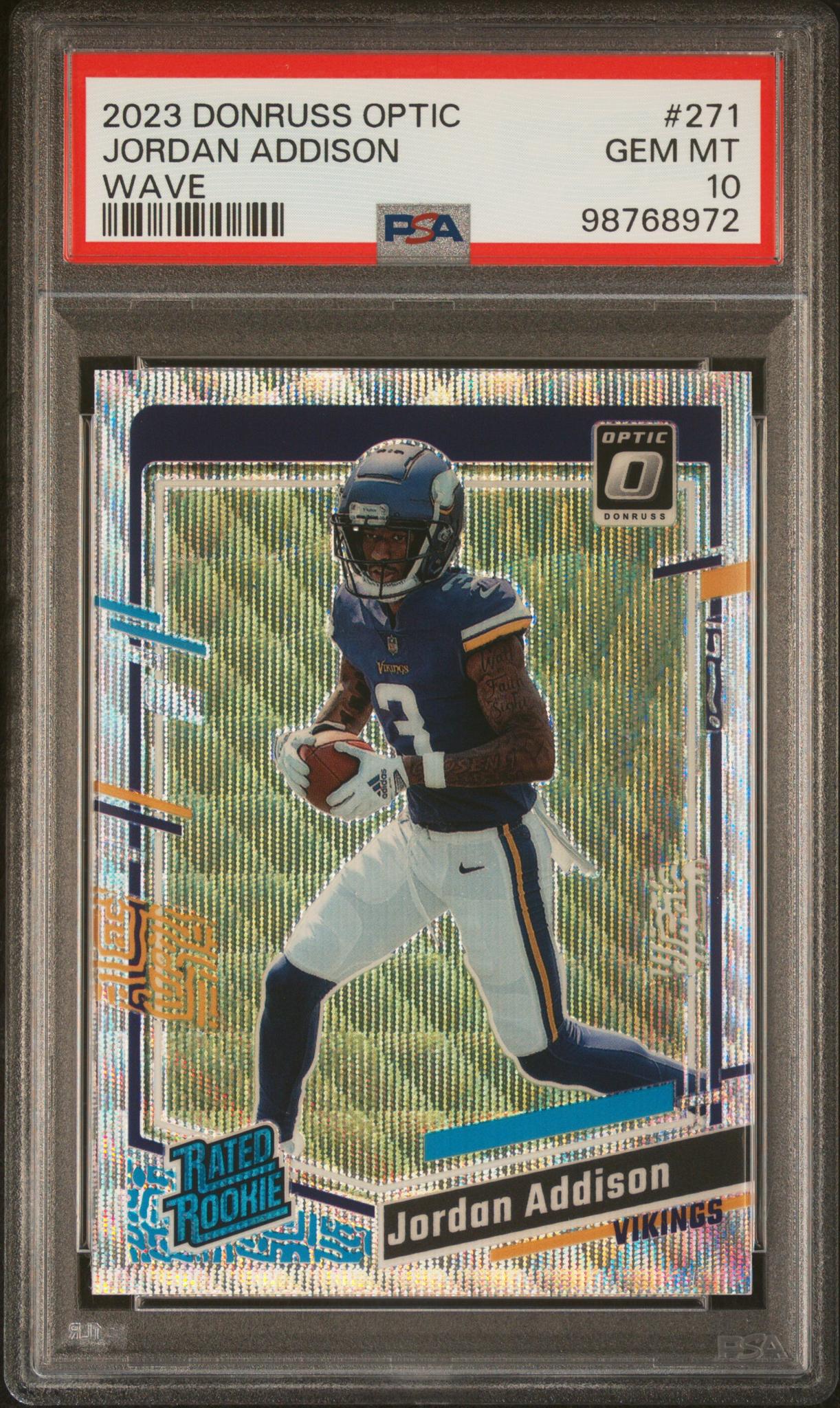 2023 Donruss Optic Wave Jordan Addison #271 /300 PSA 10