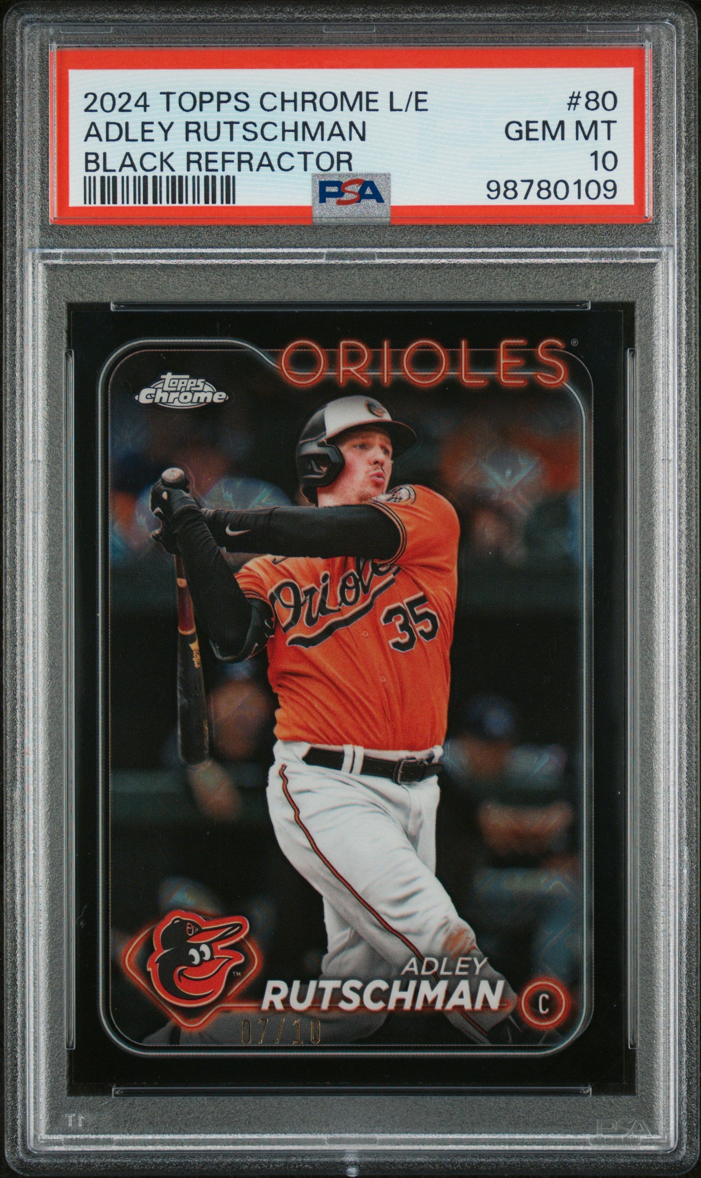 2024 Topps Chrome Logofractor Black /10 #80 Adley Rutschman PSA 10