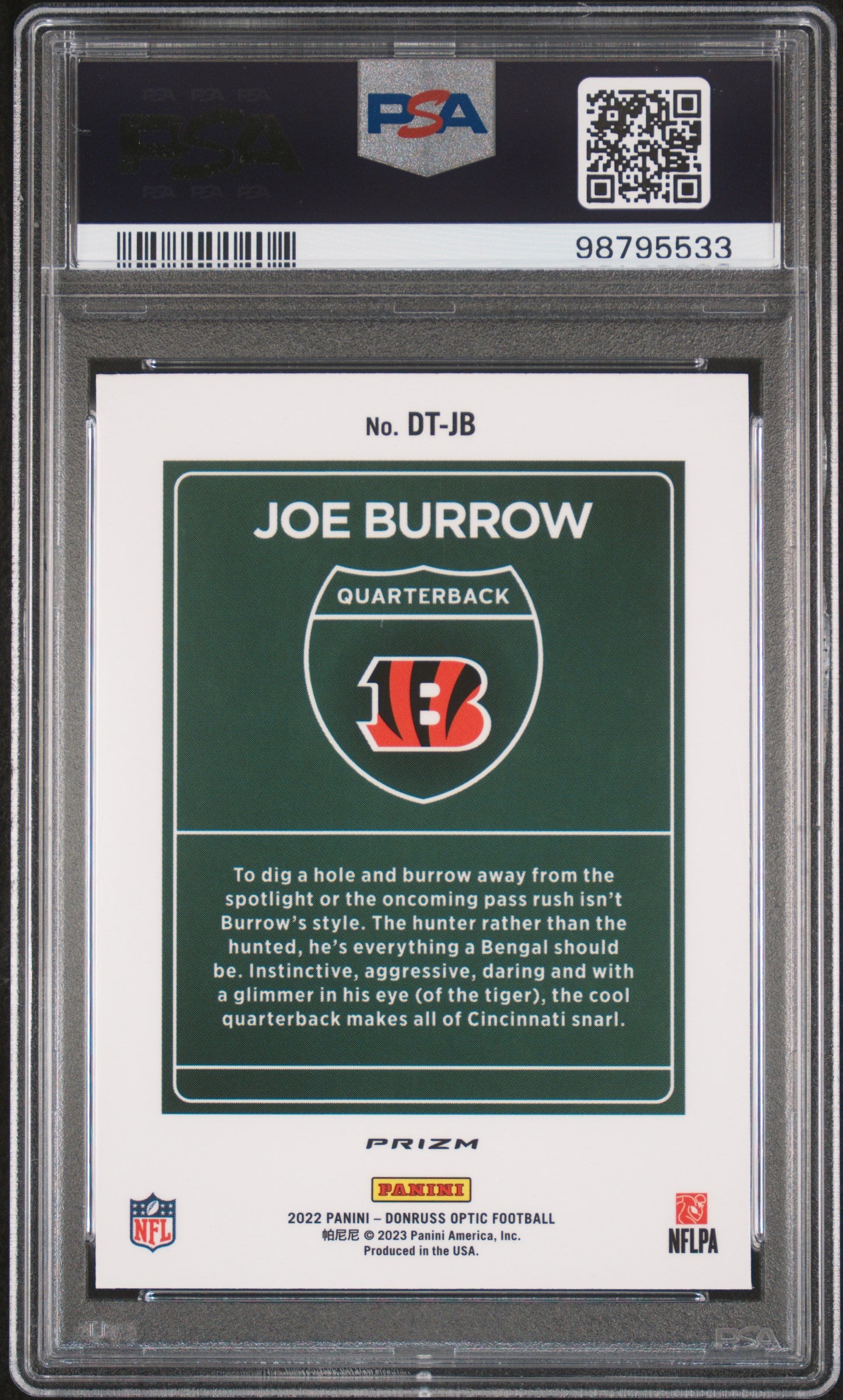 2022 Donruss Optic Downtown Joe Burrow #20 PSA 9