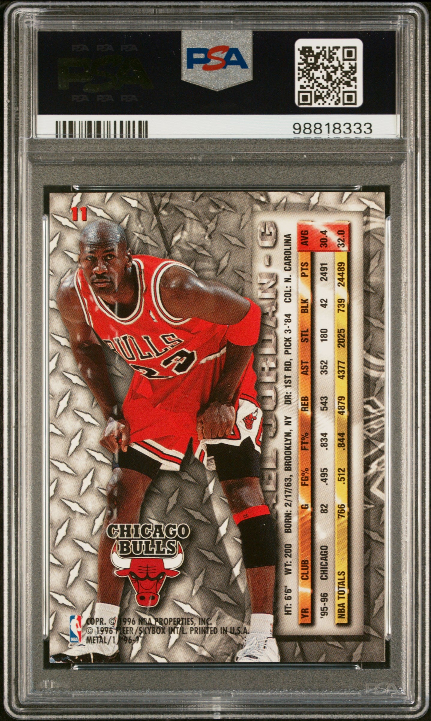 1996 Fleer Metal Michael Jordan #11 PSA 8