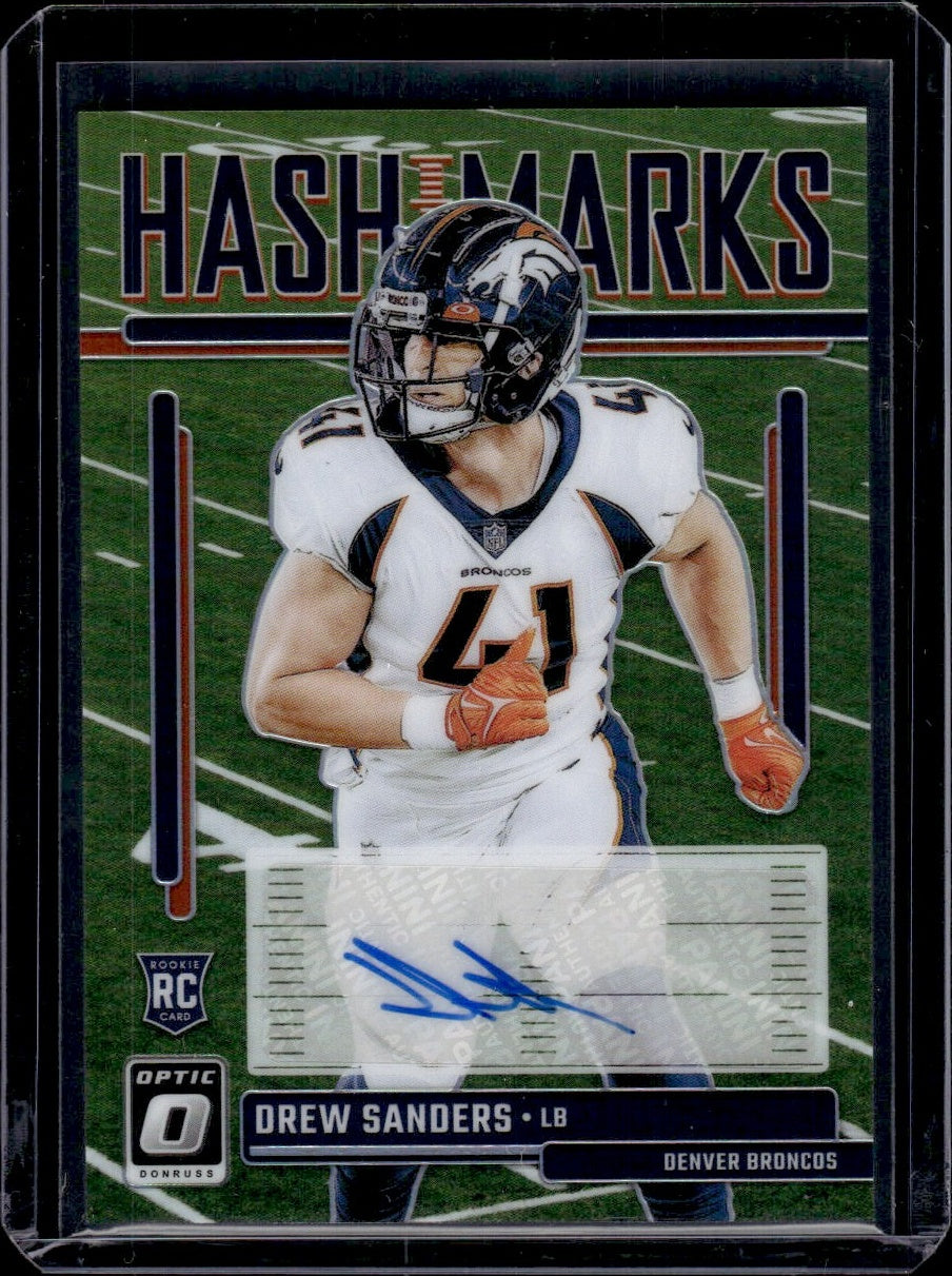 2023 Panini Donruss Optic #HM-17 Drew Sanders Hashmarks Prizm Rookie Auto 