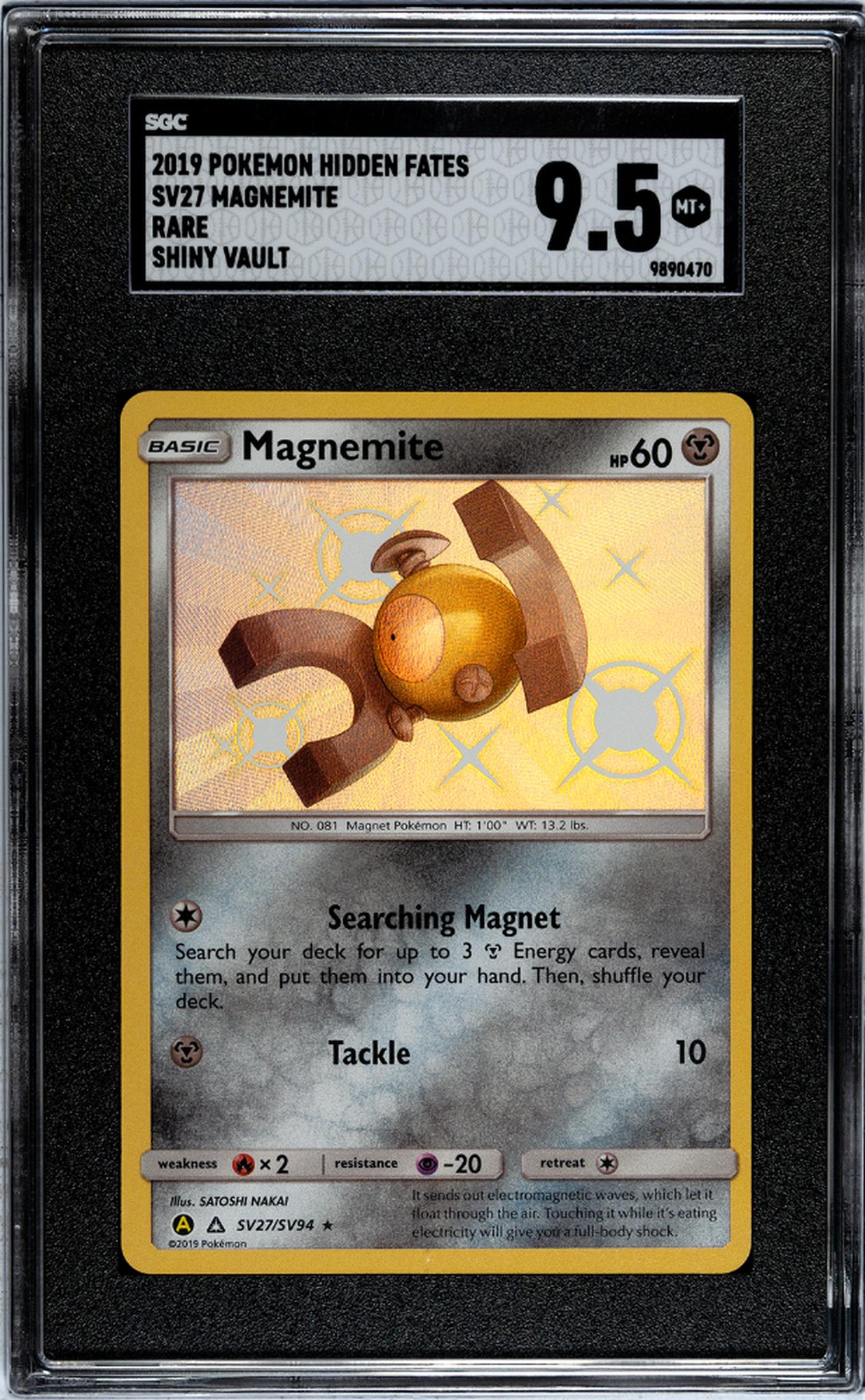 2019 Pokémon Hidden Fates Magnemite Shiny Vault #SV27 Holo SGC 9.5