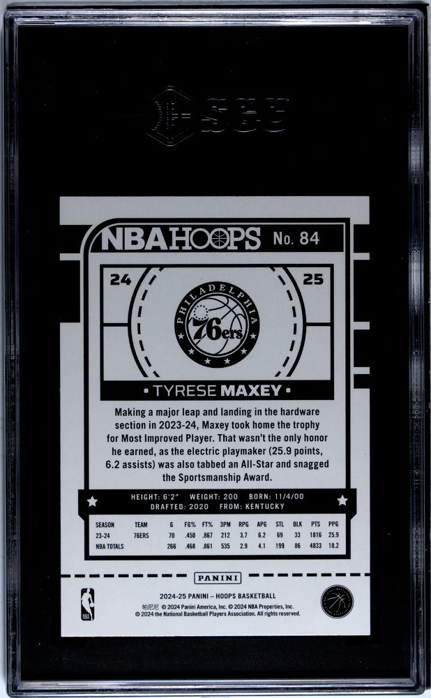 2024 Panini Hoops Tyrese Maxey #84 SGC 9.5