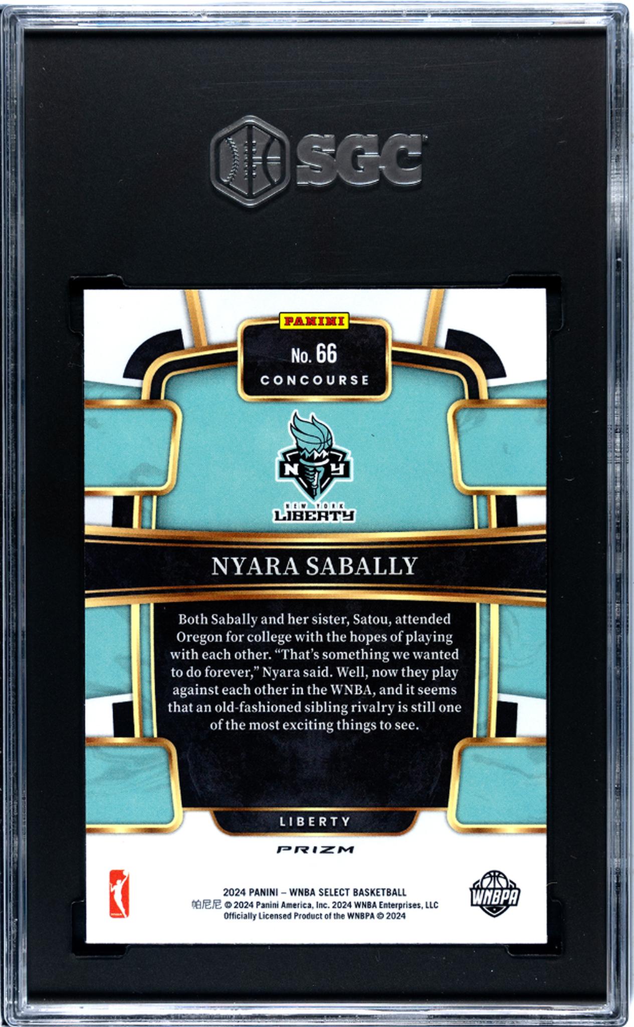 2024 Panini Select Wnba #66 Nyara Sabally Pink Ice Prizm SGC 10
