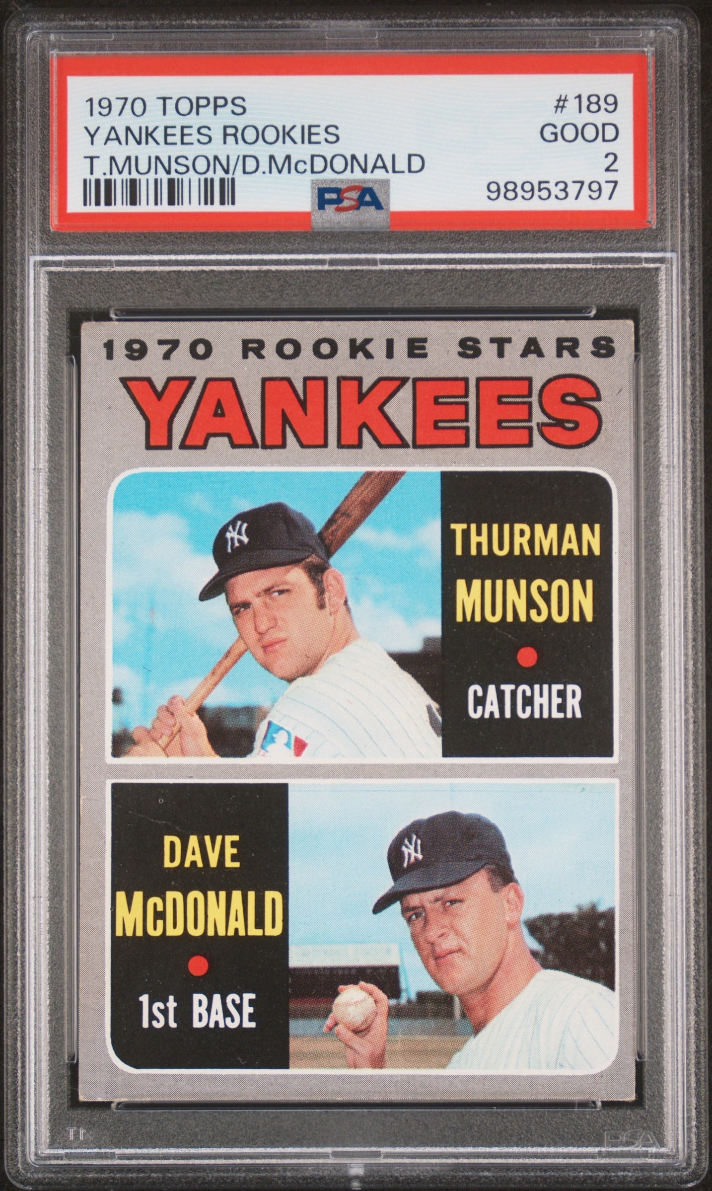 1970 Topps #189 Dave Mcdonald/Thurman Munson PSA 2