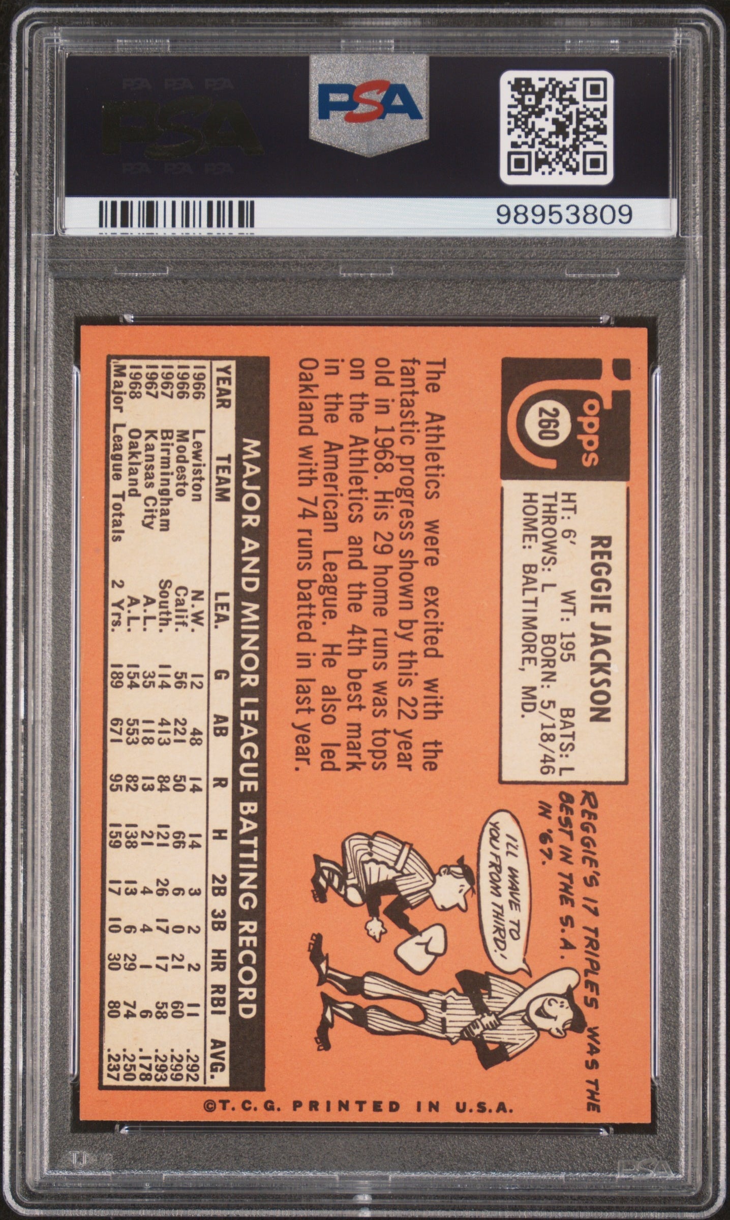 1969 Topps #260 Reggie Jackson PSA 6