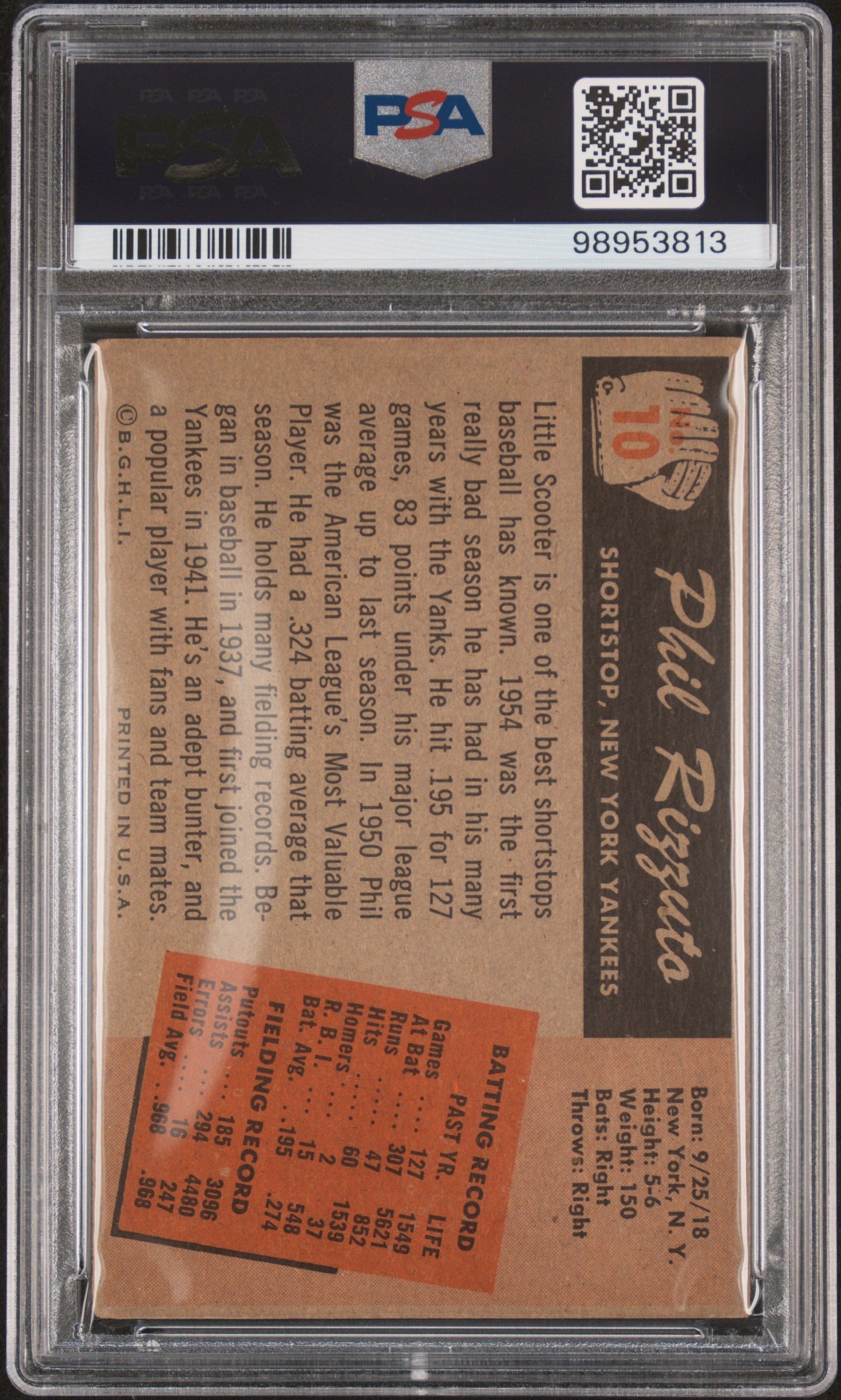 1955 Bowman #10 Phil Rizzuto PSA 3