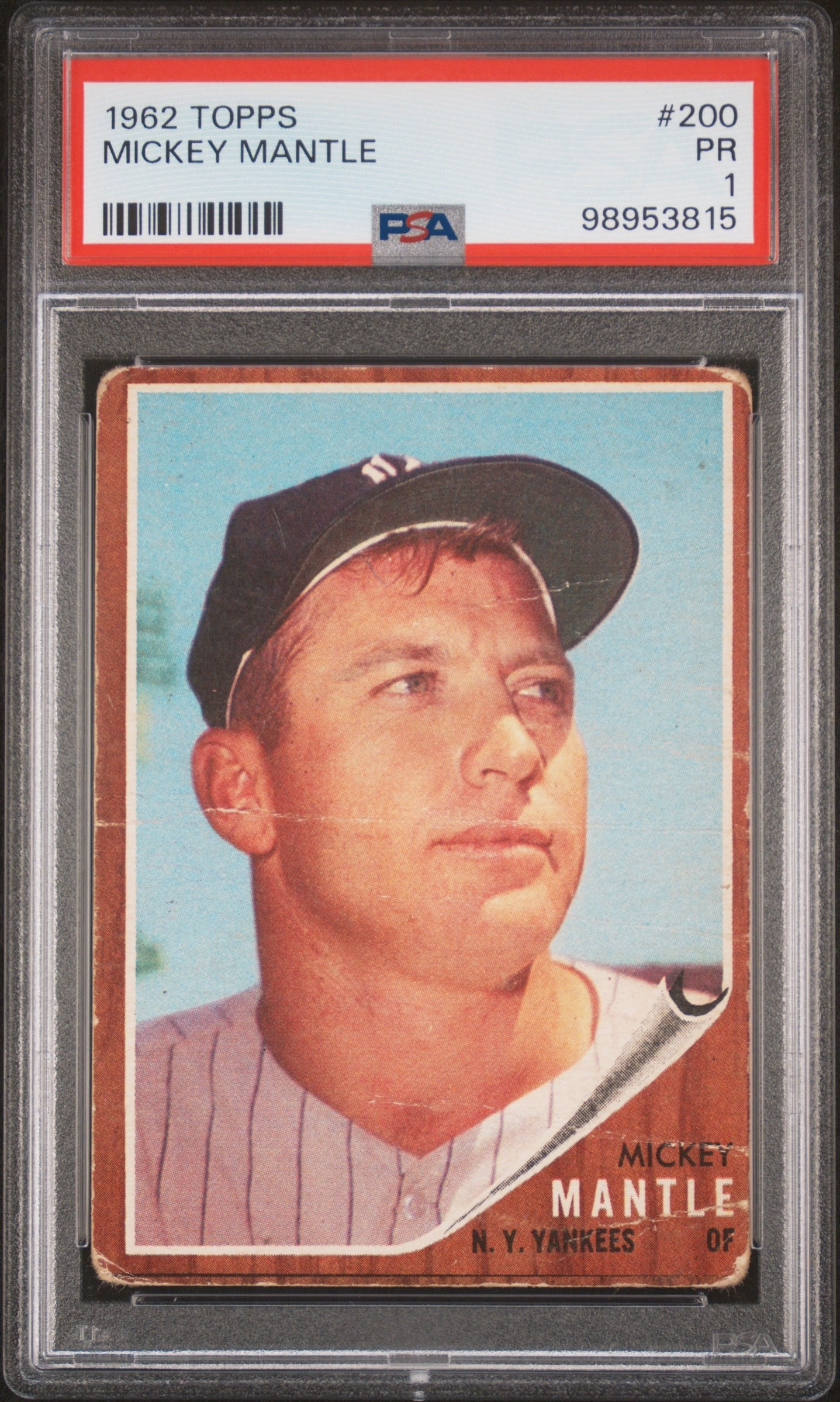 1962 Topps #200 Mickey Mantle PSA 1