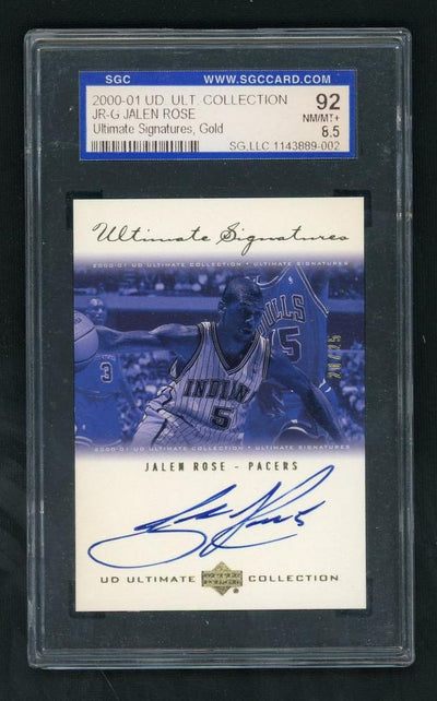 2000 Upper Deck Ultimate Collection #JR-G Jalen Rose Gold Auto /25 SGC 8.5