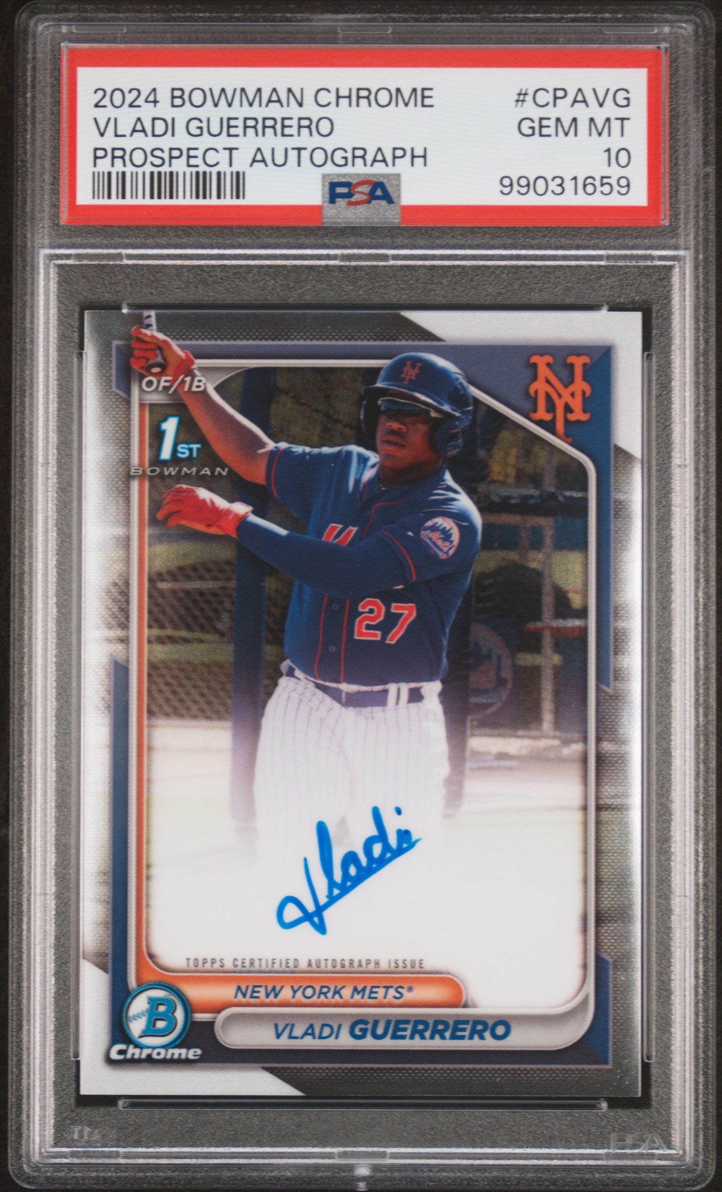 2024 Bowman #CPAVG Vladimir Guerrero Chrome Prospect Autograph PSA 10